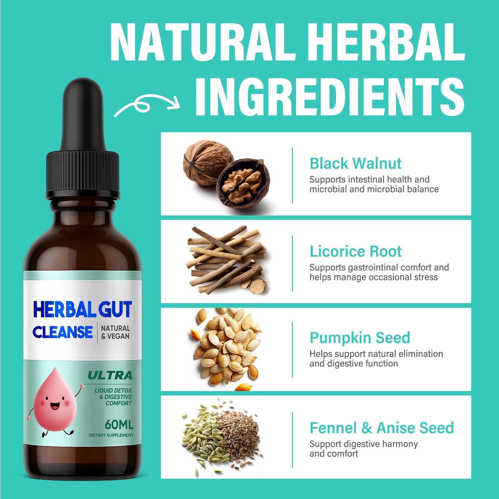 Kids Herbal Gut Cleanse Drops, Parasite Cleanse for Humans Liquid with Wormwood, Black Walnut & Probiotics, Supports Digestive & Overall Gut Health for Children (2 oz) HerbX buy supplements canada