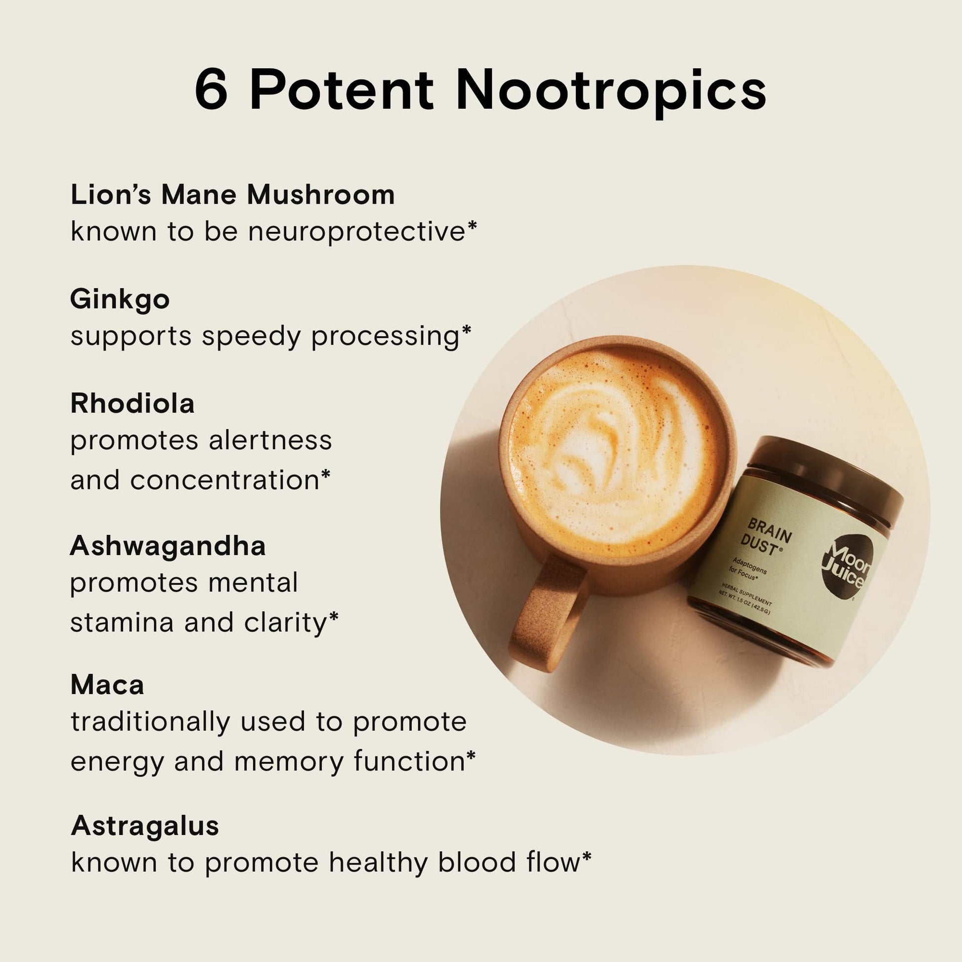 Moon Juice Brain Dust - Adaptogenic Mushroom Supplement for Memory & Focus - Lion’s Mane, Ginkgo Biloba & Ashwagandha - Caffeine-Free, Vegan Brain Supplement - 1.5 oz Moon Juice buy supplements canada