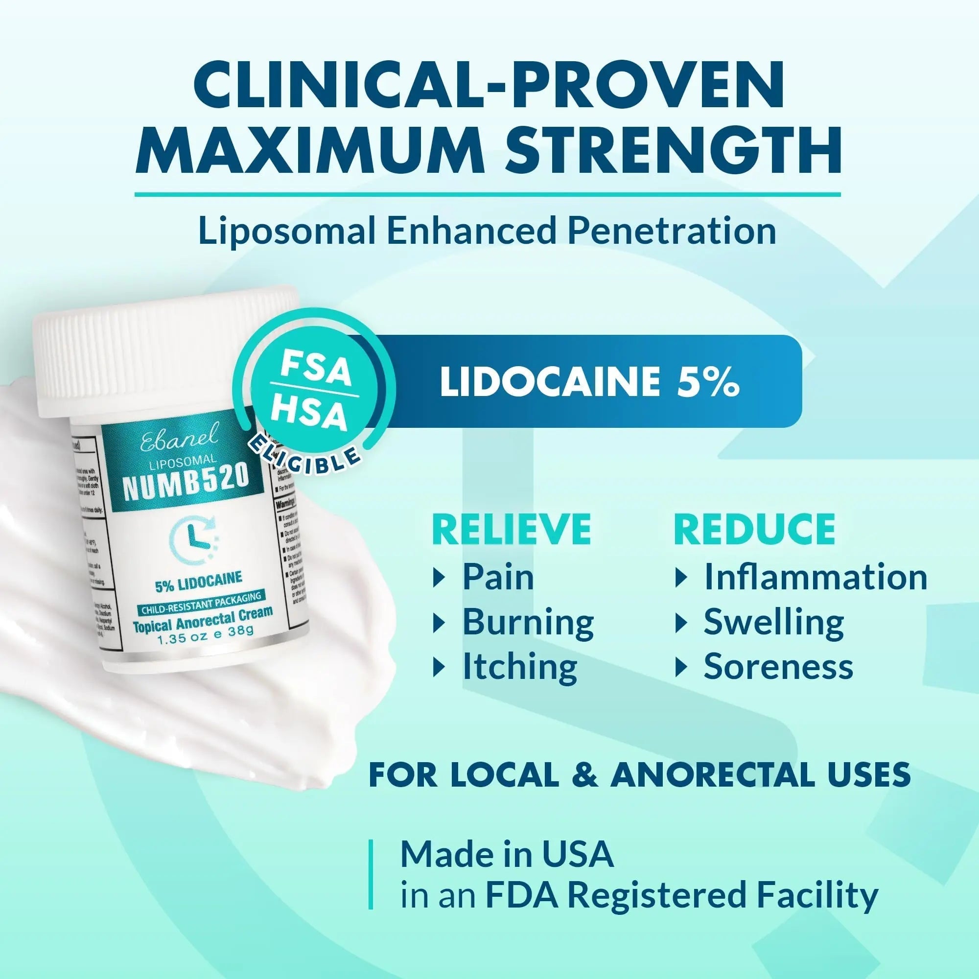 Ebanel 5% Lidocaine Numbing Cream, Pain Relief Burn Itch Numb Cream, Maximum Strength Topical Anesthetic with Allantoin, Vitamin E for Local and Anorectal Uses, Hemorrhoid Treatment, 1.35 Oz Ebanel buy supplements canada