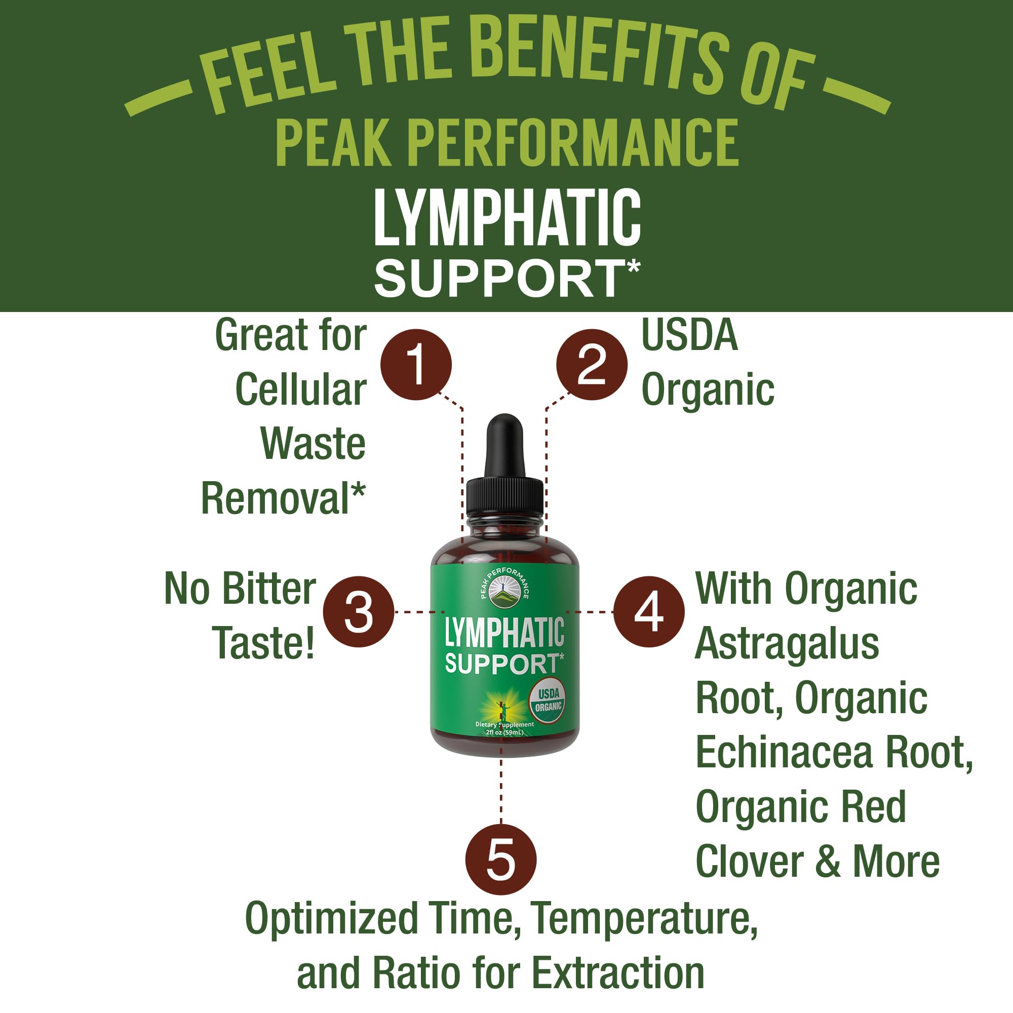 USDA Organic Lymphatic Drainage Drops. Sugar Free, Tasty 6-in-1 Lymph System Support for Detox, Cleanse. Vegan Supplement with Astragalus, Echinacea, Red Clover, Cleavers Herb, Licorice & Burdock Root Peak Performance buy supplements canada