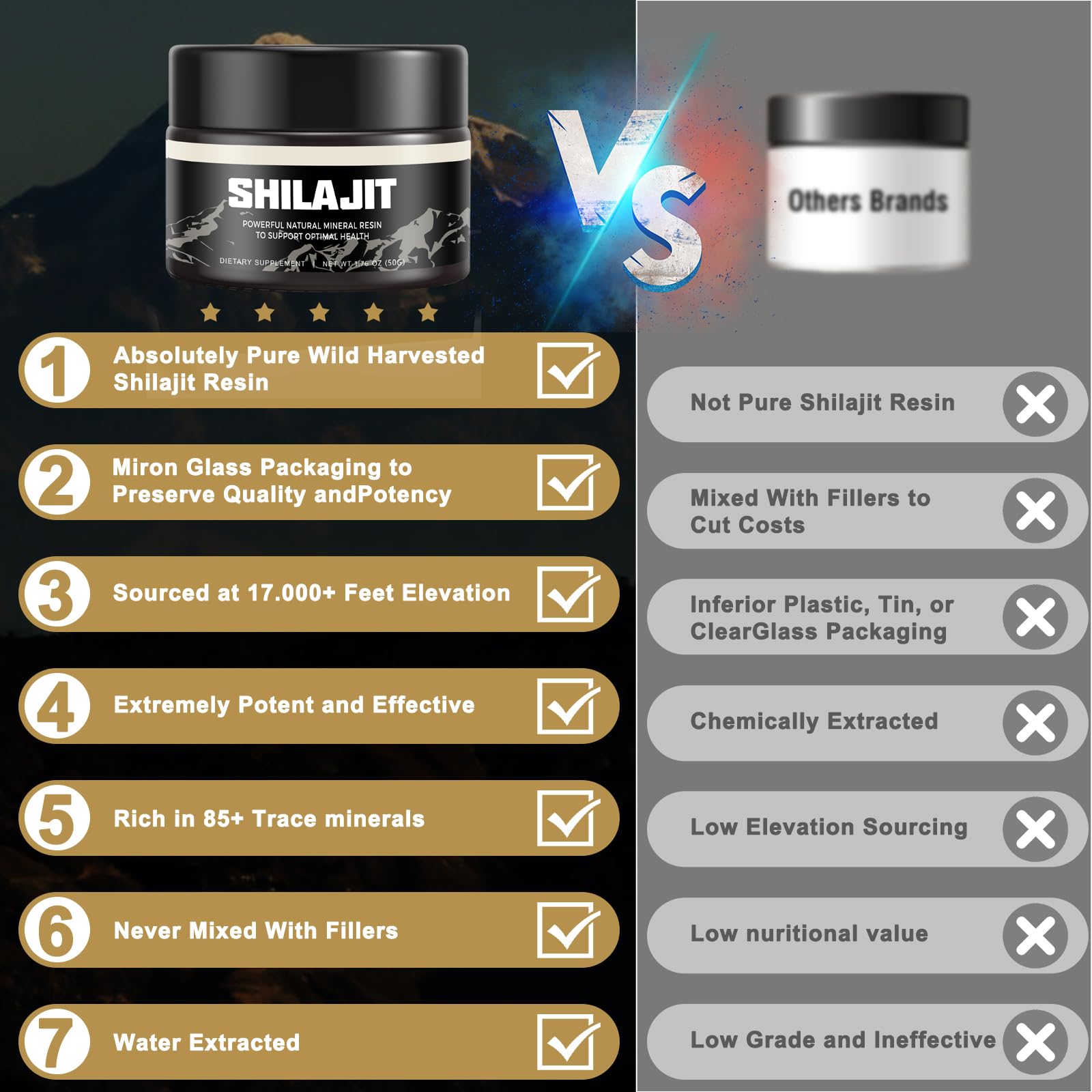 Shilajit Pure Himalayan Organic Shilajit Resin - Gold Grade 100% Shilajit Supplement Scarremover buy supplements canada