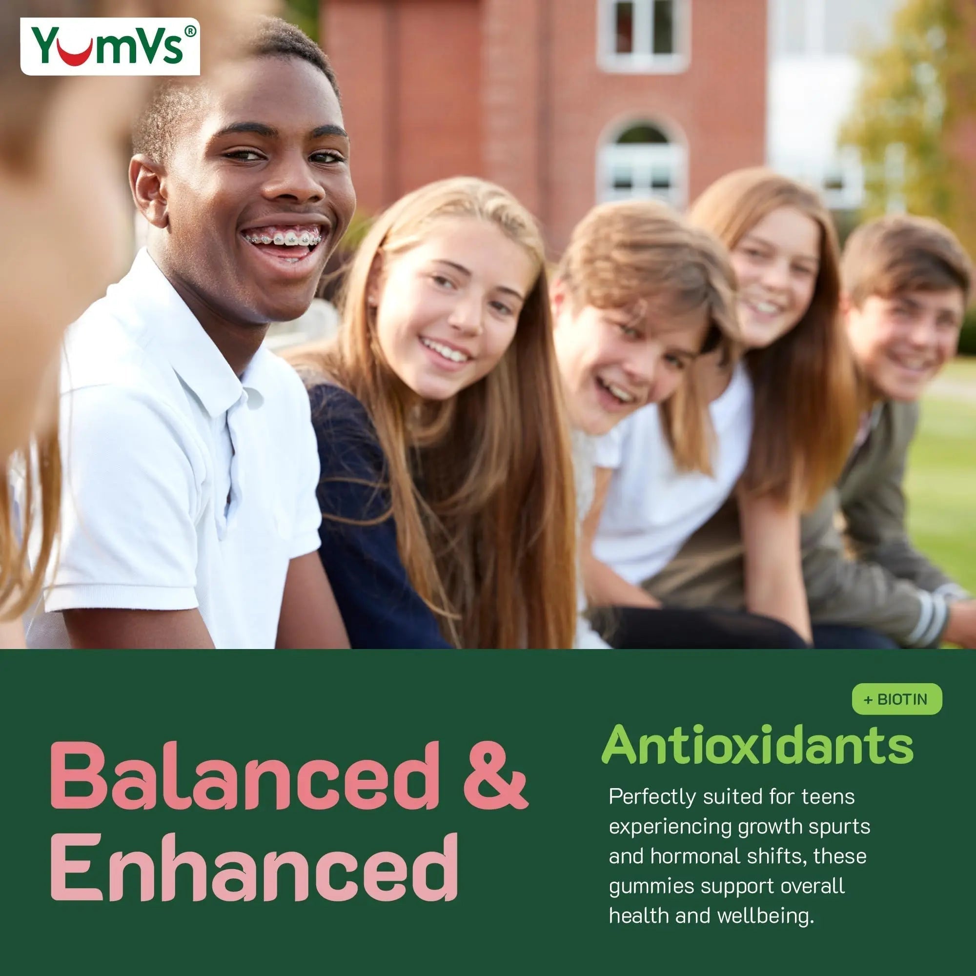 YumVs Teen Multivitamin Gummies with Biotin and Antioxidants - Raspberry Flavor - Hair Skin Nails Support - Kosher Teenager Vitamins YUM-V'S buy supplements canada