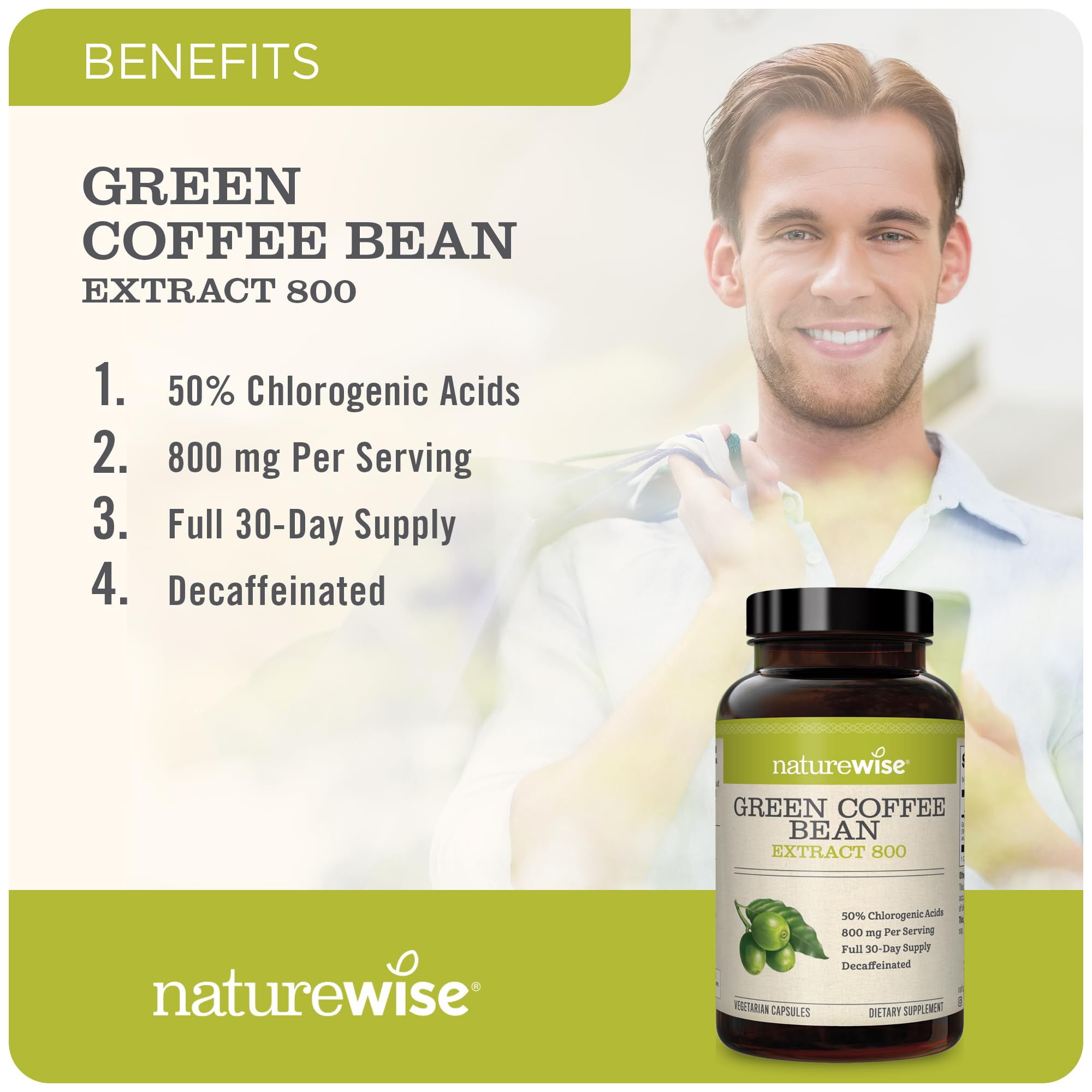 NatureWise Green Coffee Bean 800mg Max Potency Extract 50% Chlorogenic Acids NatureWise buy supplements canada