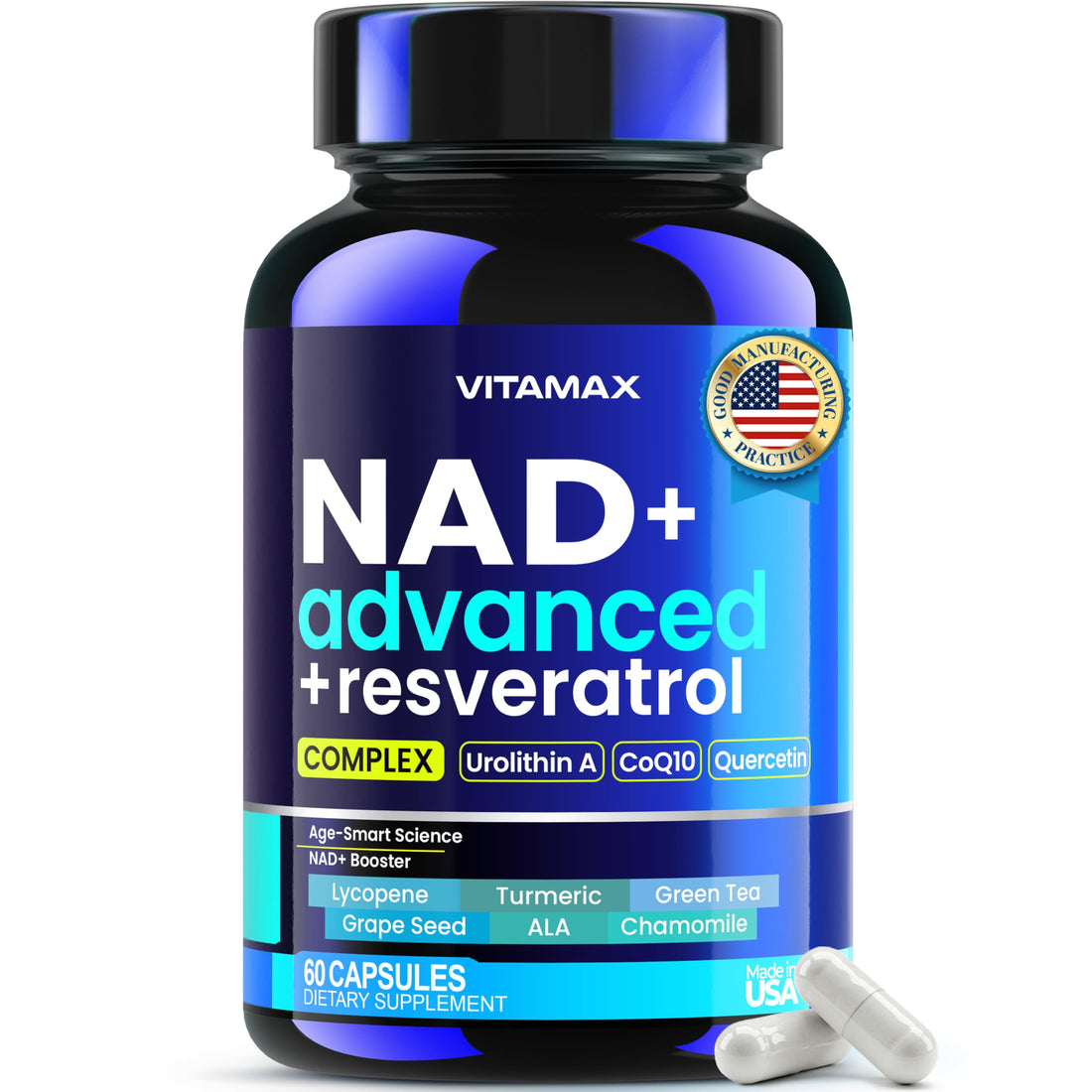Liposomal NAD+ Supplement Extra Strength | Urolithin A, Resveratrol, CoQ10 - Women & Men - ALA, Green Tea, Quercetin, Lycopene | High Purity, Energy & Regeneration - Made in USA – 60ct Vitamax buy supplements canada