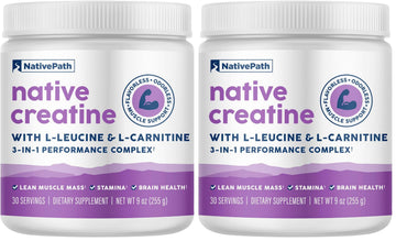 NativePath Creatine Monohydrate Powder with L-Leucine & L-Carnitine - Muscle Building Supplement for Men & Women - 30 Servings (Pack of 2) NativePath buy supplements canada