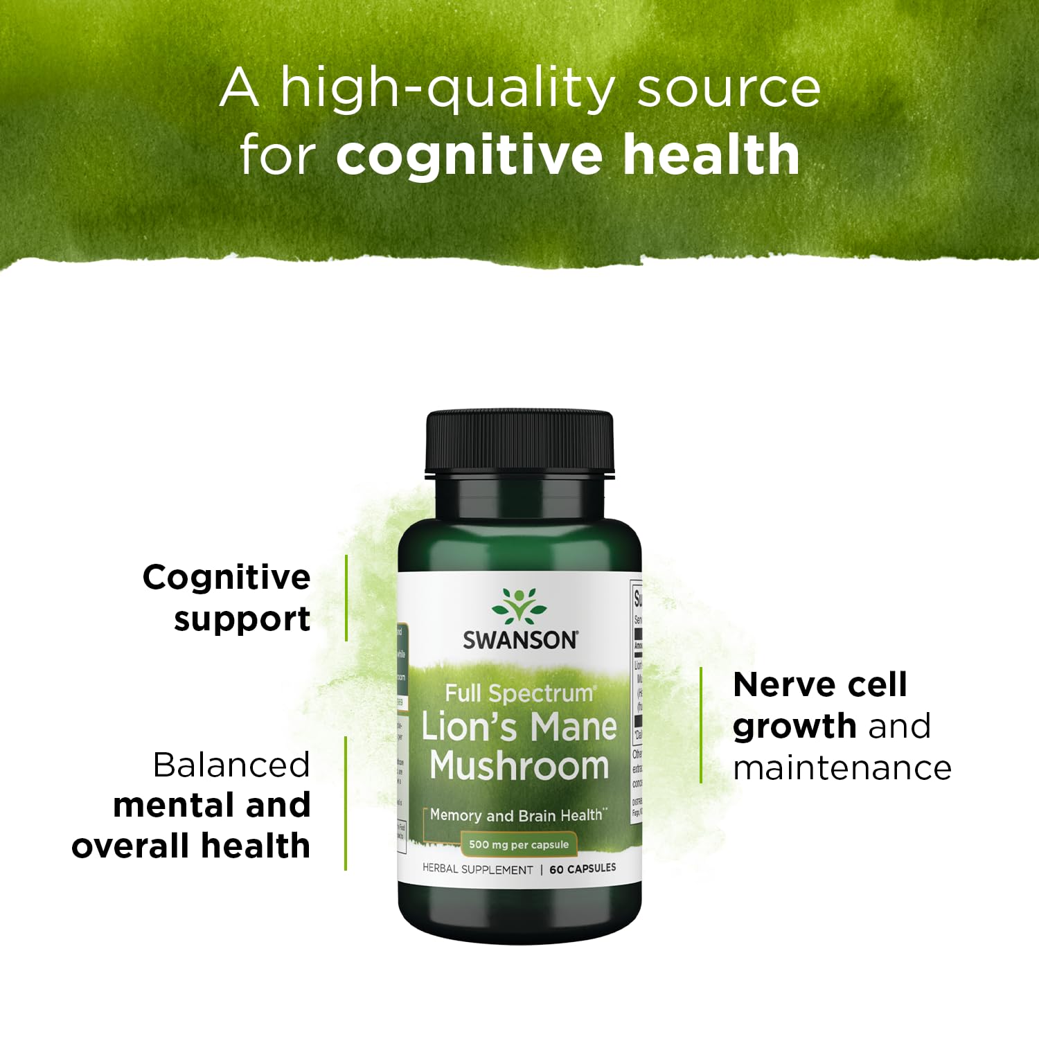 Swanson Lion's Mane Mushroom Capsules - 500 mg Each, 60 Capsules Swanson buy supplements canada