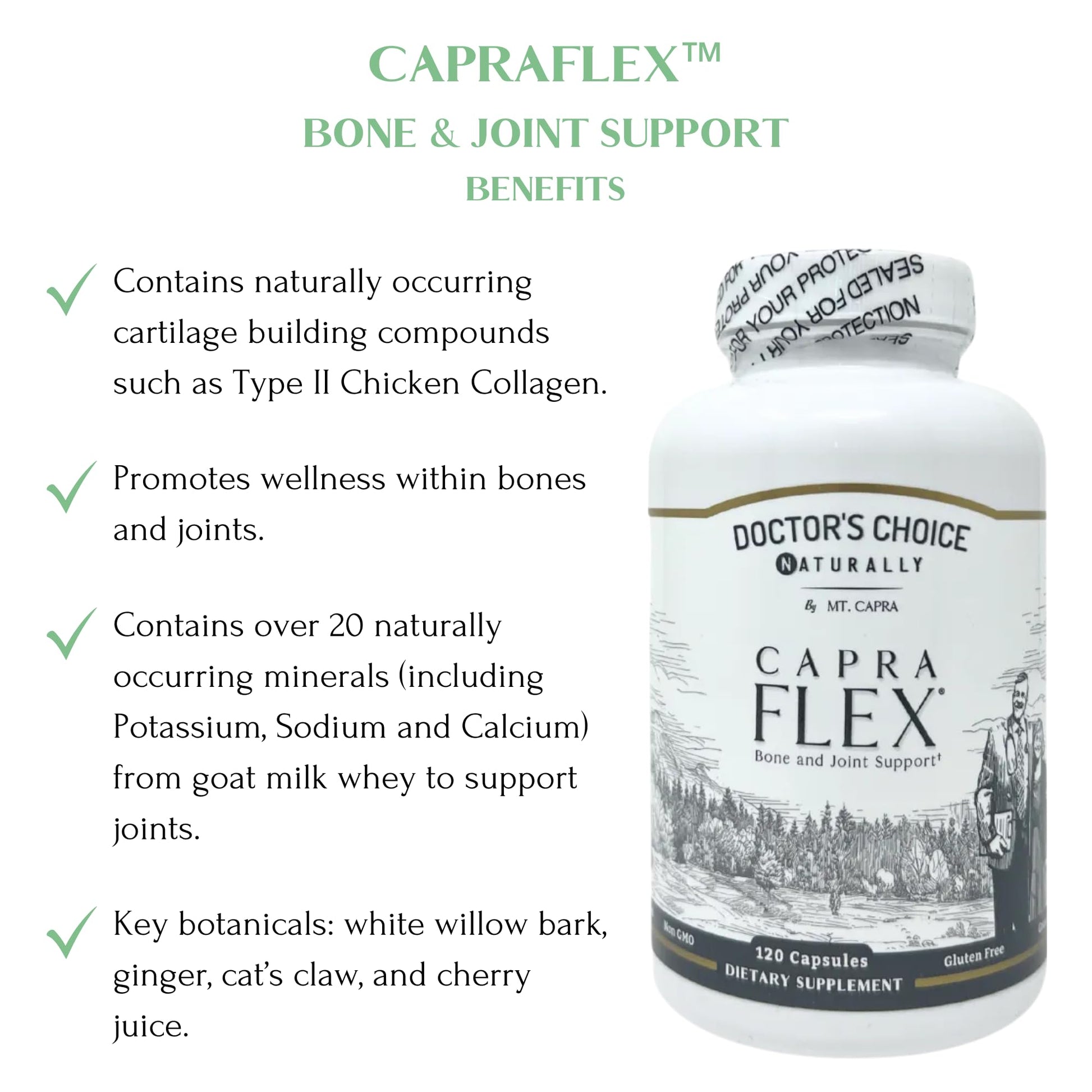 CapraFlex by Mt. Capra | Bone and Joint Support Supplement with Chicken Collagen, Hyaluronic Acid, Turmeric, and Herbs for Joint Vitality | 30 Servings - 120 Capsules Mt Capra buy supplements canada