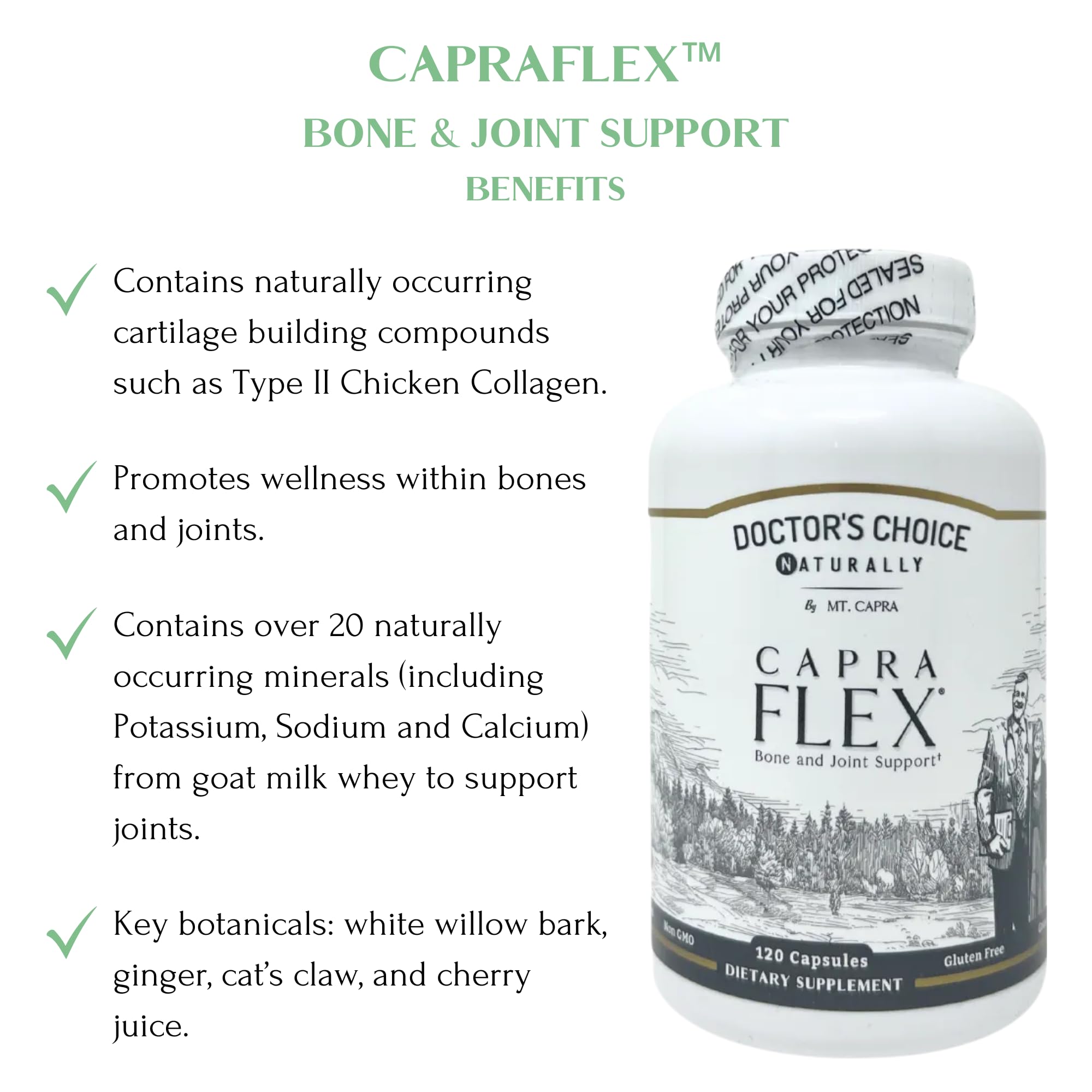 CapraFlex by Mt. Capra | Bone and Joint Support Supplement with Chicken Collagen, Hyaluronic Acid, Turmeric, and Herbs for Joint Vitality | 30 Servings - 120 Capsules Mt Capra buy supplements canada