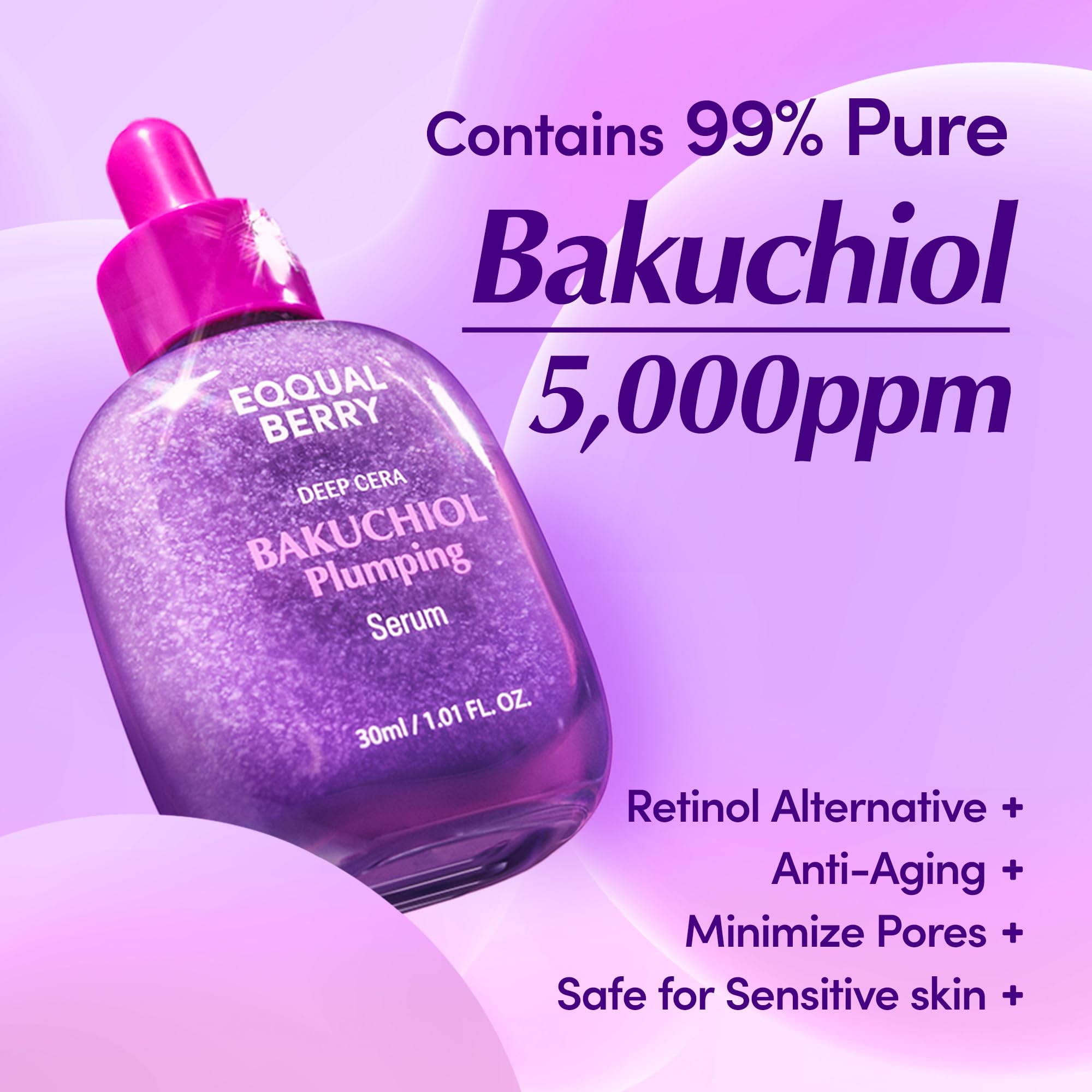 EQQUALBERRY Bakuchiol Plumping Face Serum - Retinol Natural Alternative for Sensitive Skin, with Niacinamide & Hyaluronic Acid EQQUALBERRY buy supplements canada