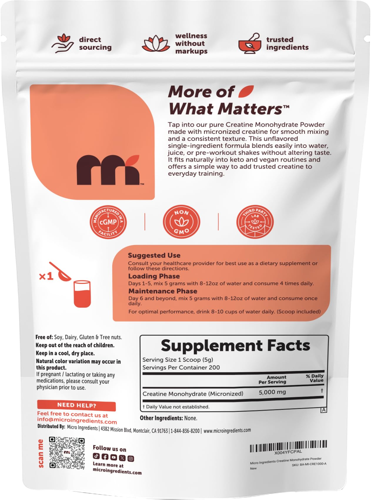 Micro Ingredients Creatine Monohydrate Powder 1 kg (2.2 Lbs), 5000mg Per Serv, Micronized Creatine Powder, Unflavored, No Filler, Keto & Vegan, Easy Dissolve, Pre Workout for Women & Men* Micro Ingredients buy supplements canada