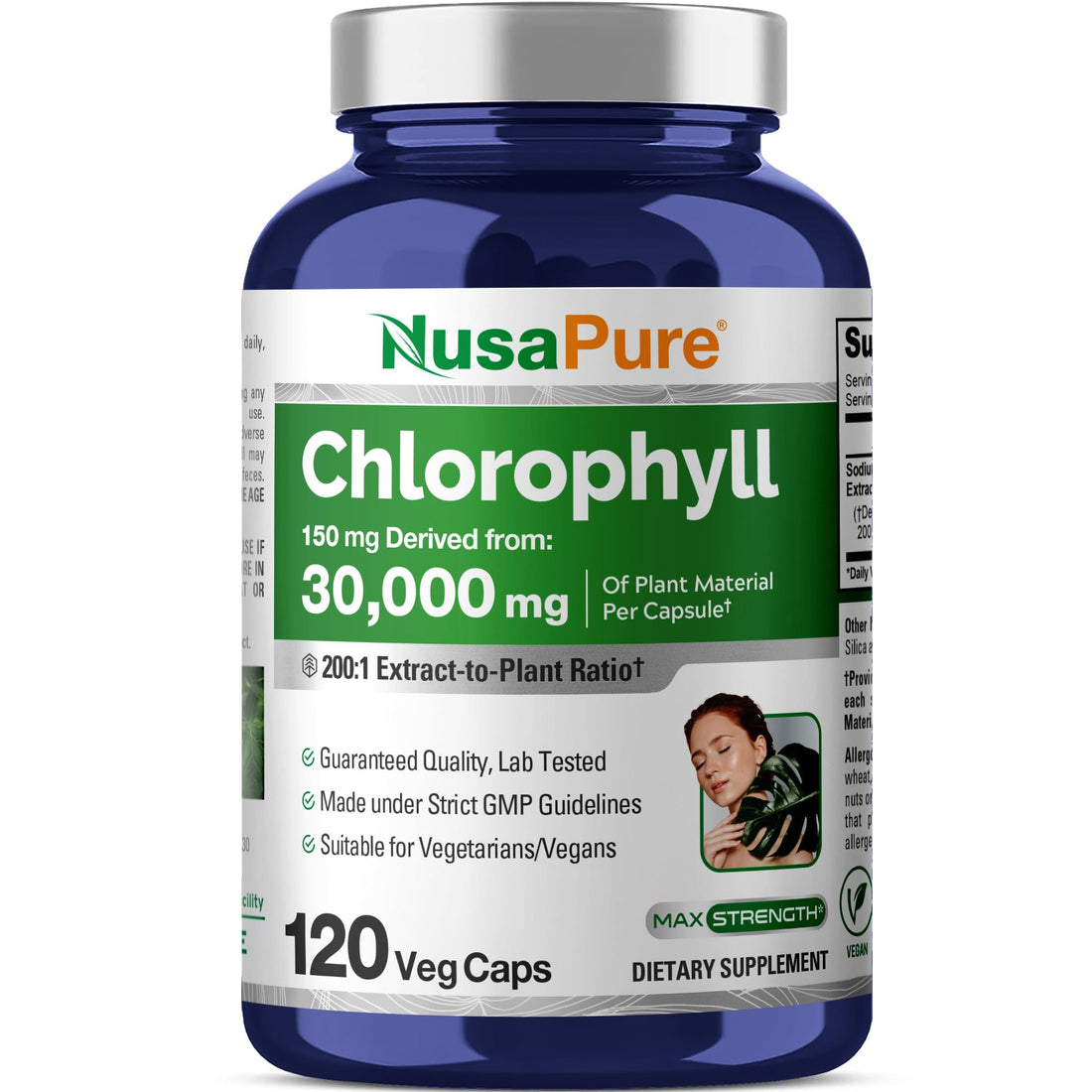 NusaPure Chlorophyll 200:1 Extract, 150 mg Equivalent to 30,000 mg per Capsule 120 Vegetarian Caps (Non-GMO, Vegan) NusaPure buy supplements canada