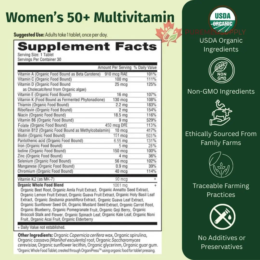 EarthFirst Organic Women's & Men's 50+ Once Daily Multi Bundle,19 Vitamins from Herbs & Superfoods, 30 Count EarthFirst Organic buy supplements canada