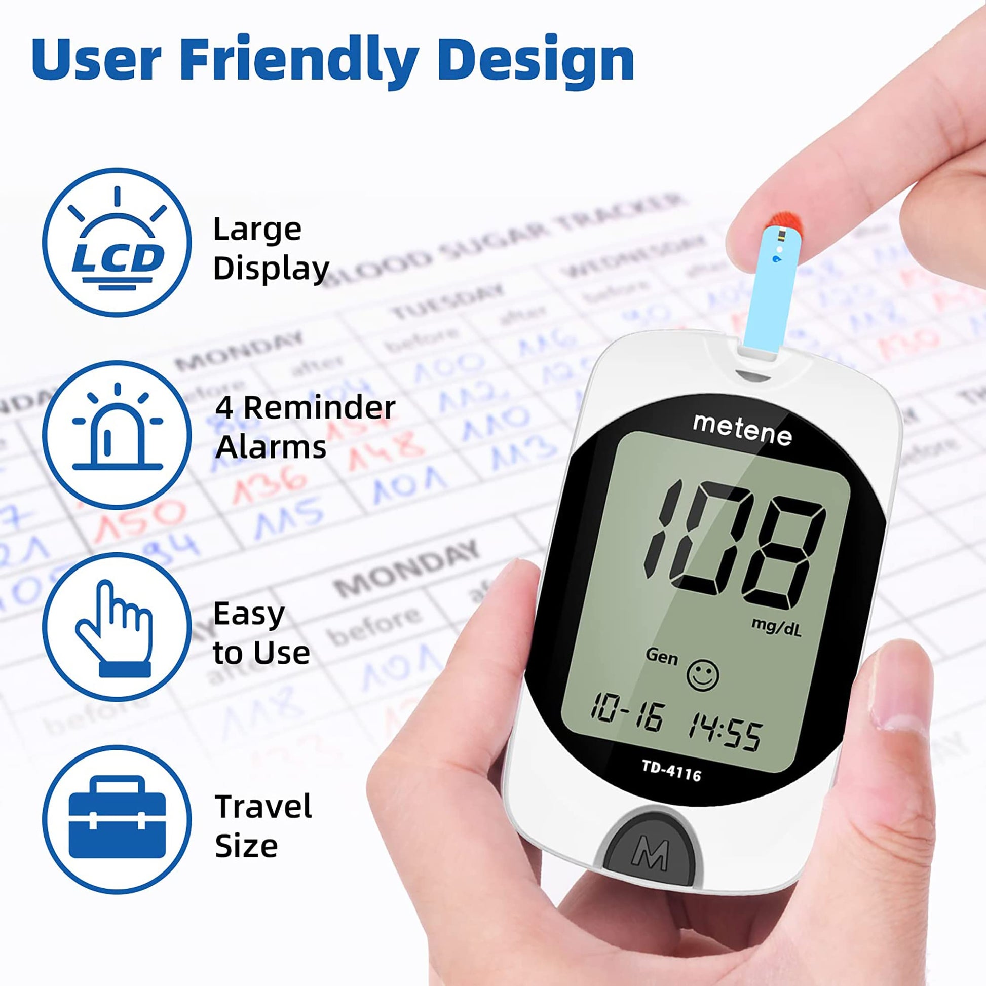 Metene TD-4116 Blood Glucose Monitor Kit, 100 Glucometer Strips Metene buy supplements canada