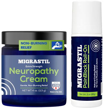 Basic Vigor Migrastil Extra Strength Neuropathy Cream (4 oz) and PainBlock Roll-On (3 oz) Bundle Basic Vigor buy supplements canada