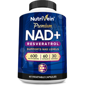 Nutrivein Premium NAD + Resveratrol Supplement 600 mg - 30 Servings (60 Capsules): Powerful Synergistic NAD Resveratrol Supplement - Aging, Cognition, Metabolism, & Overall Well-Being Nutrivein buy supplements canada