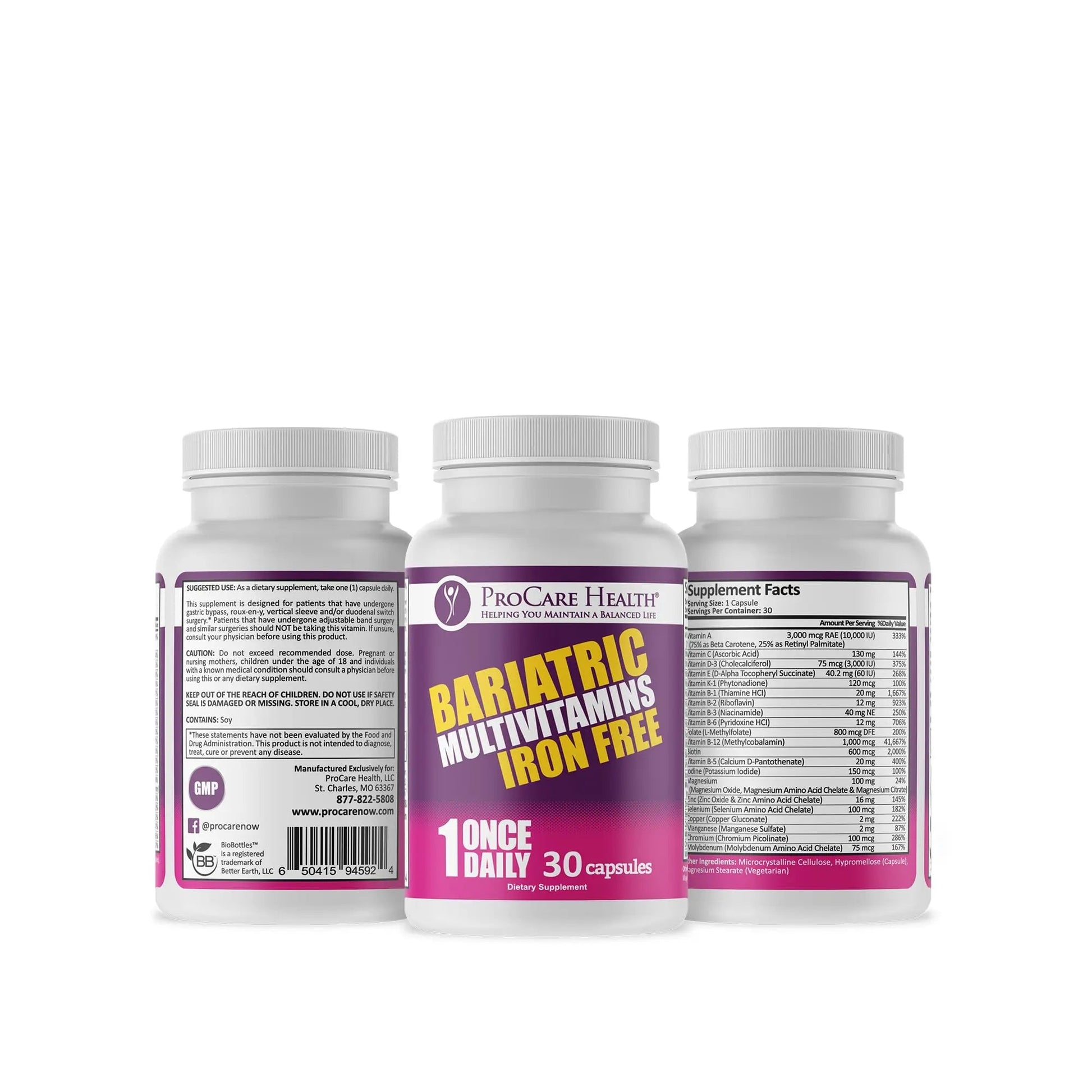 Procare Health Bariatric Multivitamin with Iron Free (30 Fast Dissolving Veggie Capsule) - Bariatric Vitamins for Gastric Sleeve & Gastric Bypass ProCare Health buy supplements canada