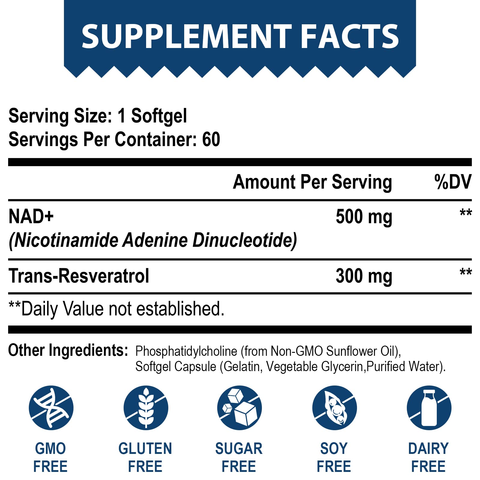 Lepoznan Liposomal NAD+ 500 mg + Trans-Resveratrol 300 mg, Superior Absorption True NAD Supplement Efficient for Cellular Energy Metabolism & DNA Repair, 60 Softgels Lepoznan buy supplements canada