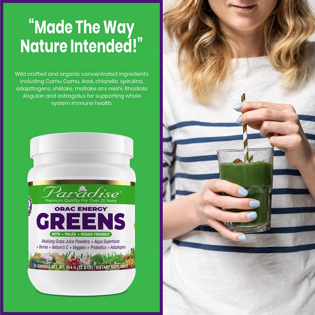 Paradise ORAC Energy Greens Powder Extract, Super Antioxidants, Probiotics for Gut Paradise Herbs buy supplements canada
