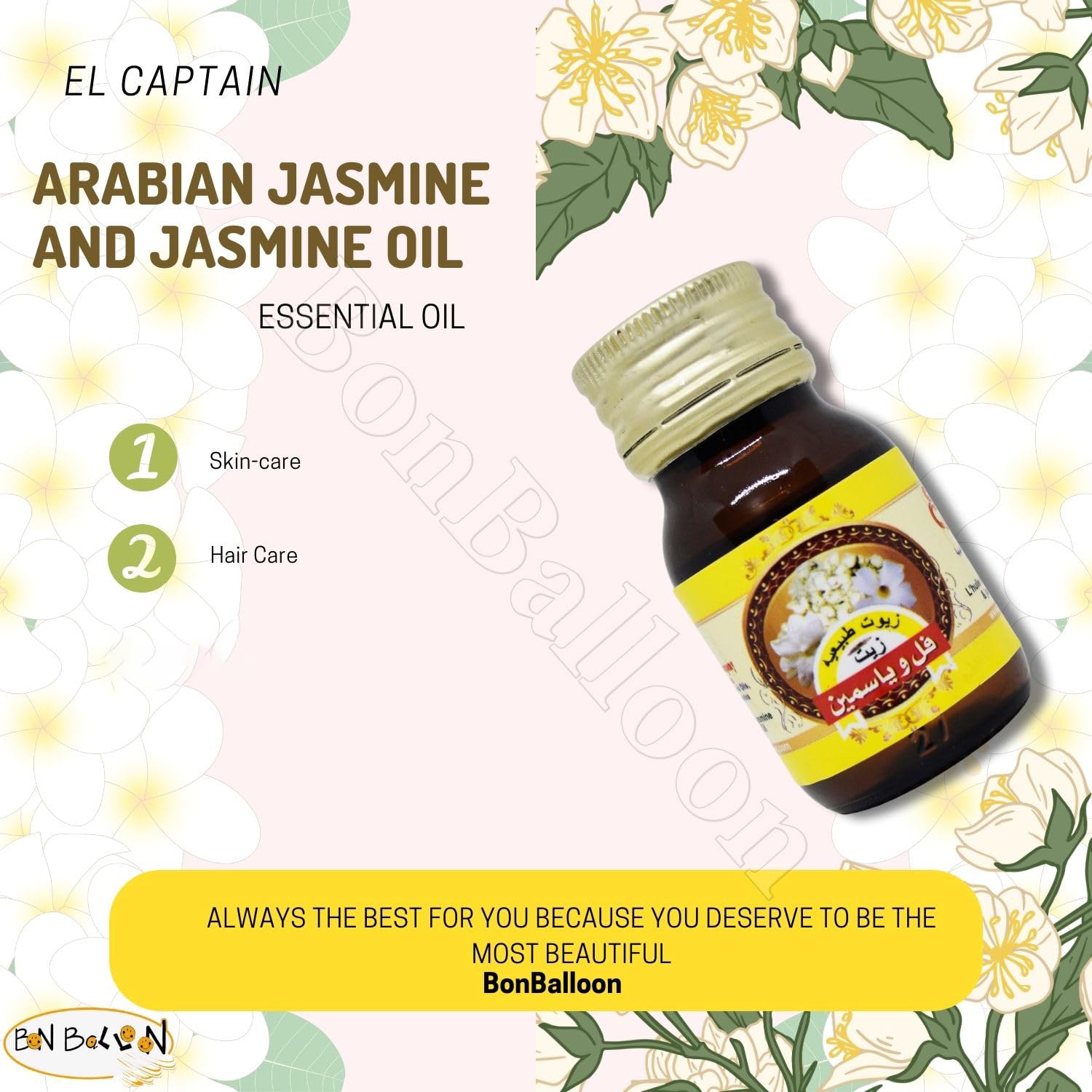 1 Pack Pure & Natural Jasmine Oil Cold Pressed El Captain Elcaptain Natural Concentrated Crude bonballoon buy supplements canada