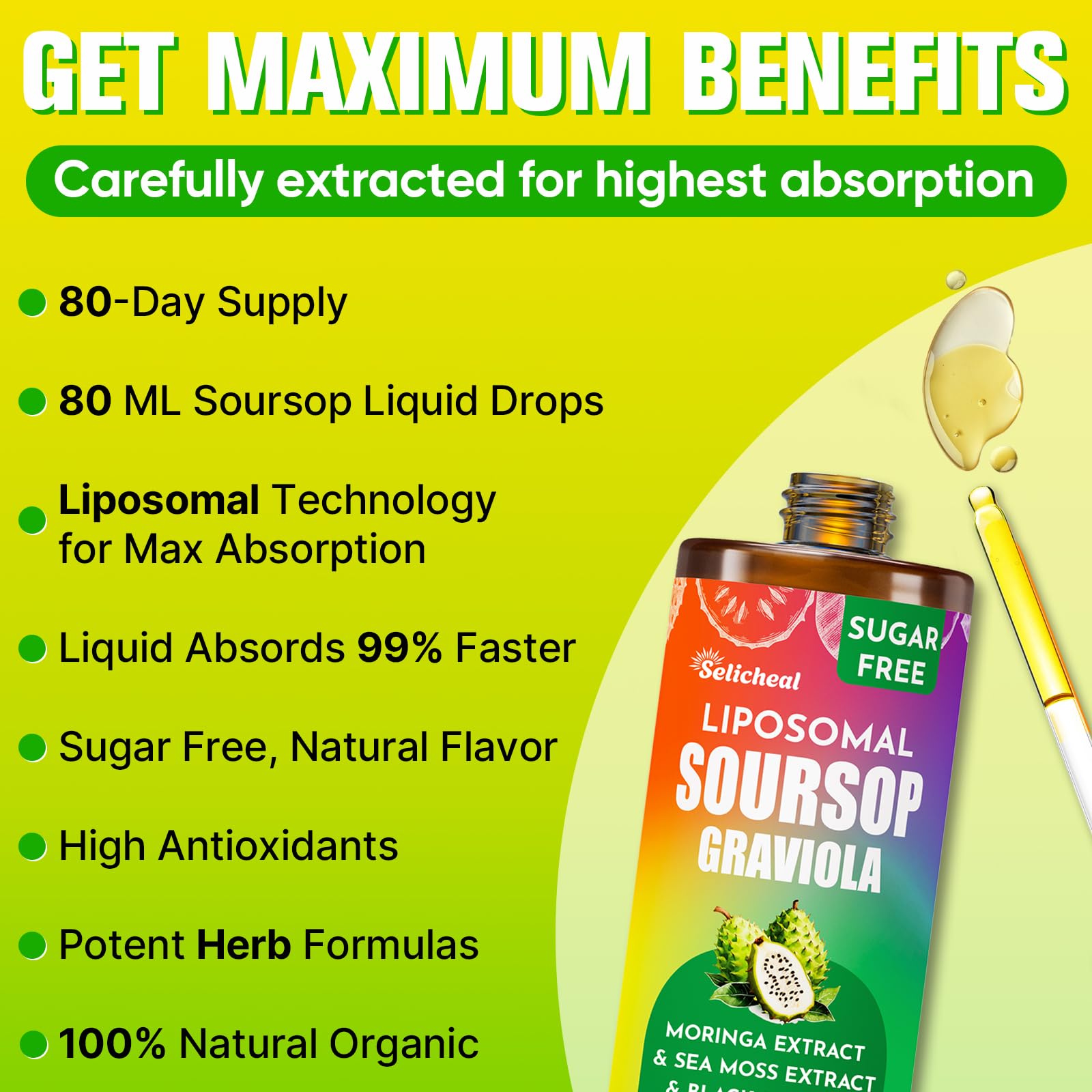 (80ML) Supplement Liquid Drops, 10 in 1 Soursop Multivitamin Drops with Leaf Extract & Sea Moss, for Cell Support & Regeneration, Immunity, Gut, Zzz, Skin & Antioxidant | 2.8 Fl Oz - 80 Days Supply Selicheal buy supplements canada