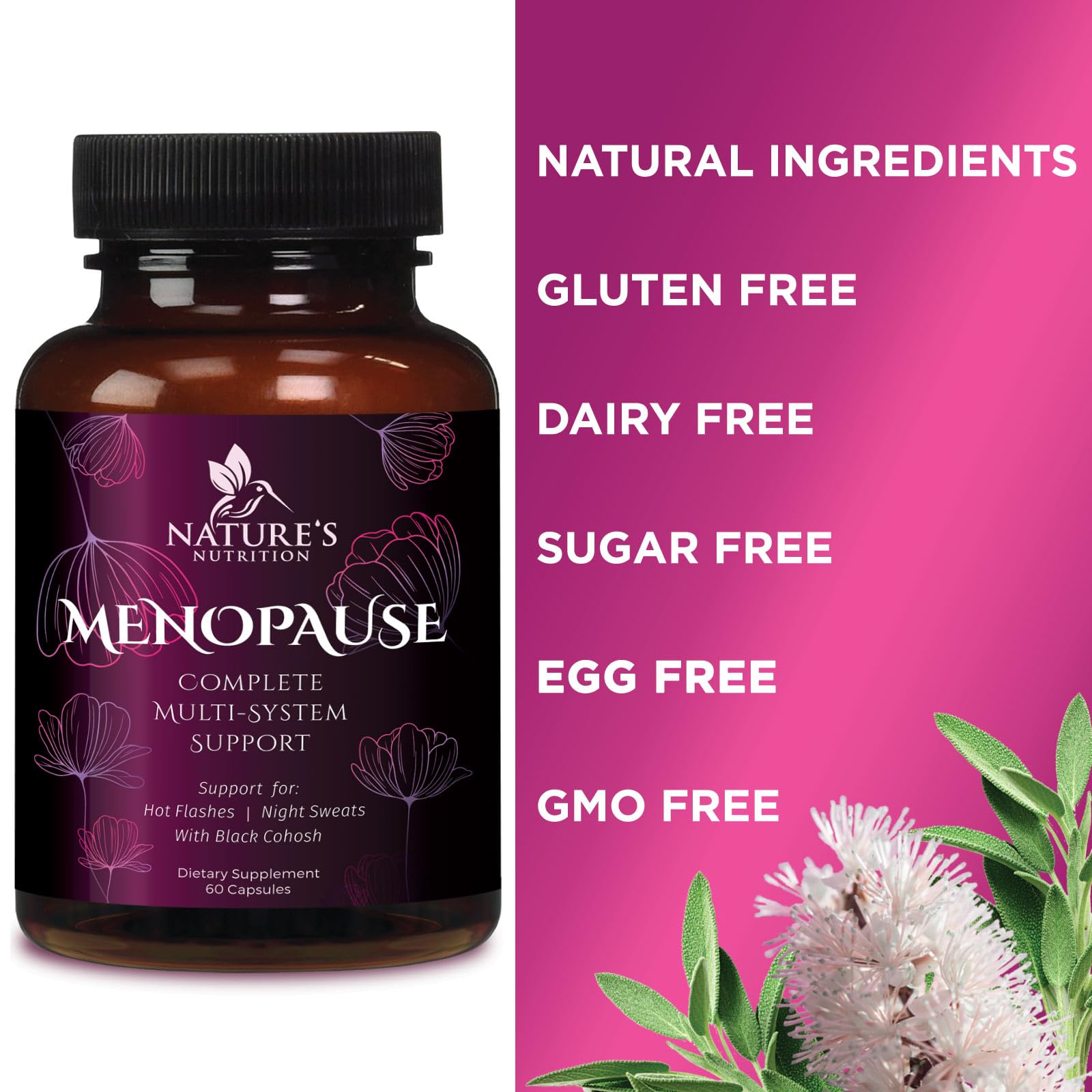 Menopause Supplements for Women - Complete Menopause Relief with Dong Quai & Black Cohosh - For Natural, Mild Hot Flash & Night Sweats - Hormone, Energy & Balance Support, Bottled in USA - 60 Capsules Nature's Nutrition buy supplements canada