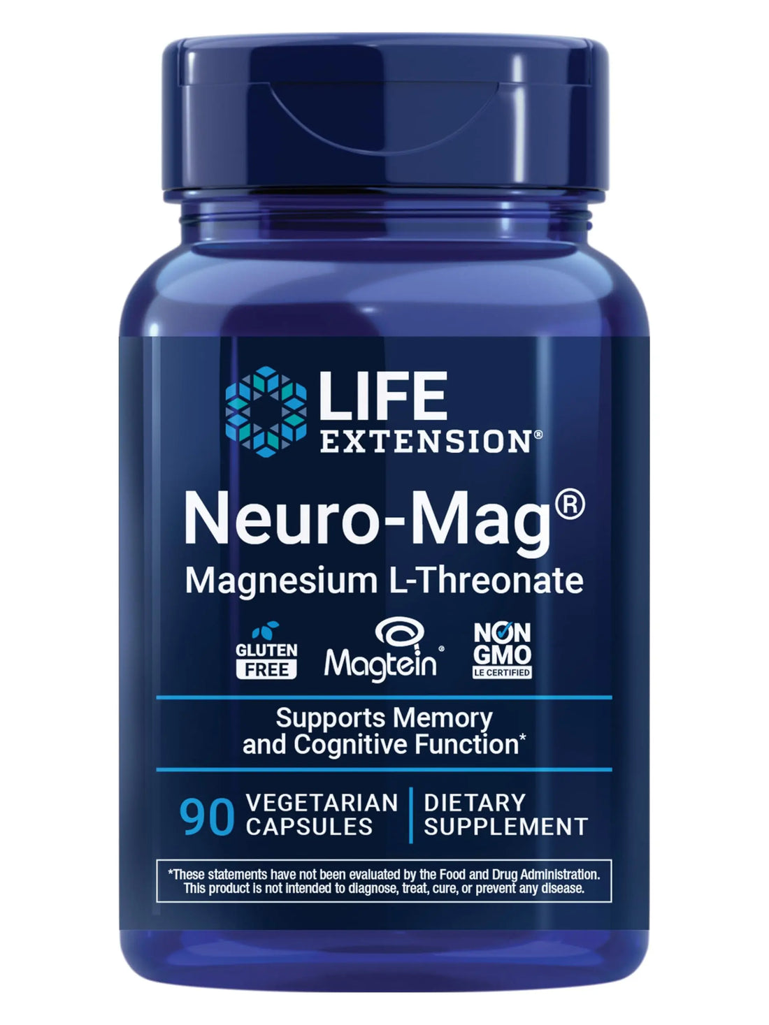 Life Extension Neuro-Mag Magnesium L-Threonate, Memory Health, Quick Thinking, Cognitive Health Support, Vegetarian, Non-GMO, 90 Vegetarian Capsules (144 mg from 2000 mg Magtein magnesium L-threonate Life Extension buy supplements canada