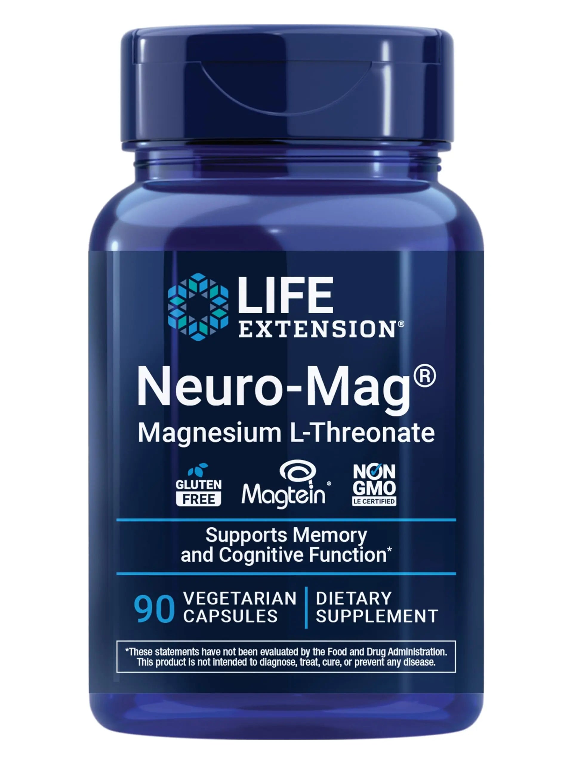 Life Extension Neuro-Mag Magnesium L-Threonate, Memory Health, Quick Thinking, Cognitive Health Support, Vegetarian, Non-GMO, 90 Vegetarian Capsules (144 mg from 2000 mg Magtein magnesium L-threonate Life Extension buy supplements canada