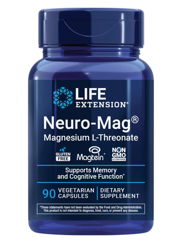 Life Extension Neuro-Mag Magnesium L-Threonate, Memory Health, Quick Thinking, Cognitive Health Support, Vegetarian, Non-GMO, 90 Vegetarian Capsules (144 mg from 2000 mg Magtein magnesium L-threonate Life Extension buy supplements canada