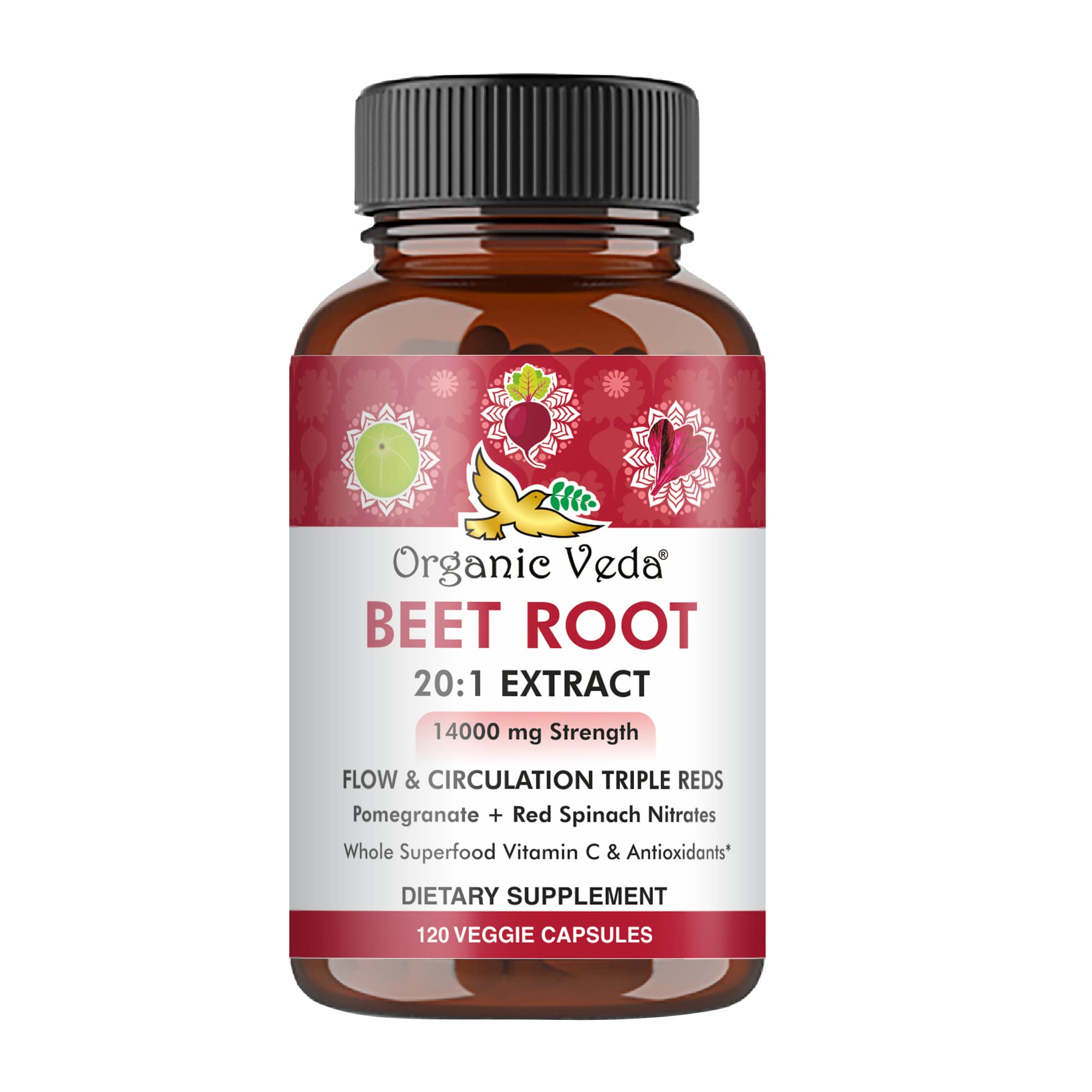 Organic Veda Beet Root Capsules - Triple Reds Nitric Oxide Beets Supplements - Concentrated Organic Veda buy supplements canada