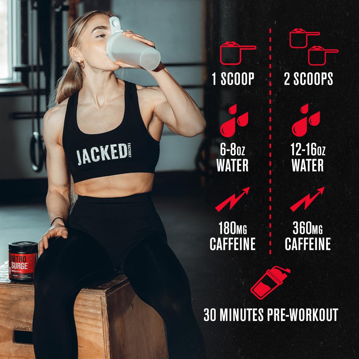 Jacked Factory NITROSURGE Shred Pre Workout Supplement - Energy Booster, Instant Strength Gains, Sharp Focus, Powerful Pumps - Nitric Oxide Booster & PreWorkout Powder - 30Sv, Fruit Punch Jacked Factory buy supplements canada