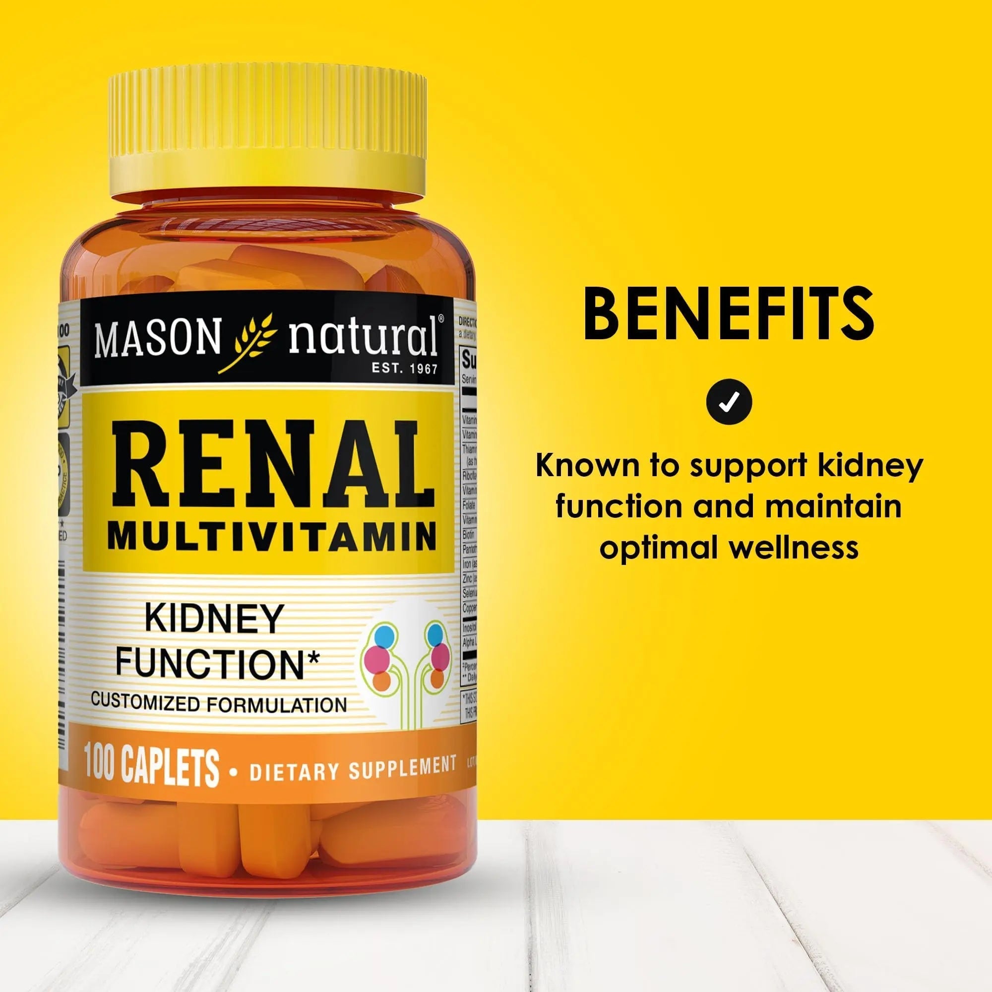 MASON NATURAL Renal Multivitamin, with ALA, Biotin, & B Vitamins for Daily Support,100 Caplets MASON NATURAL buy supplements canada