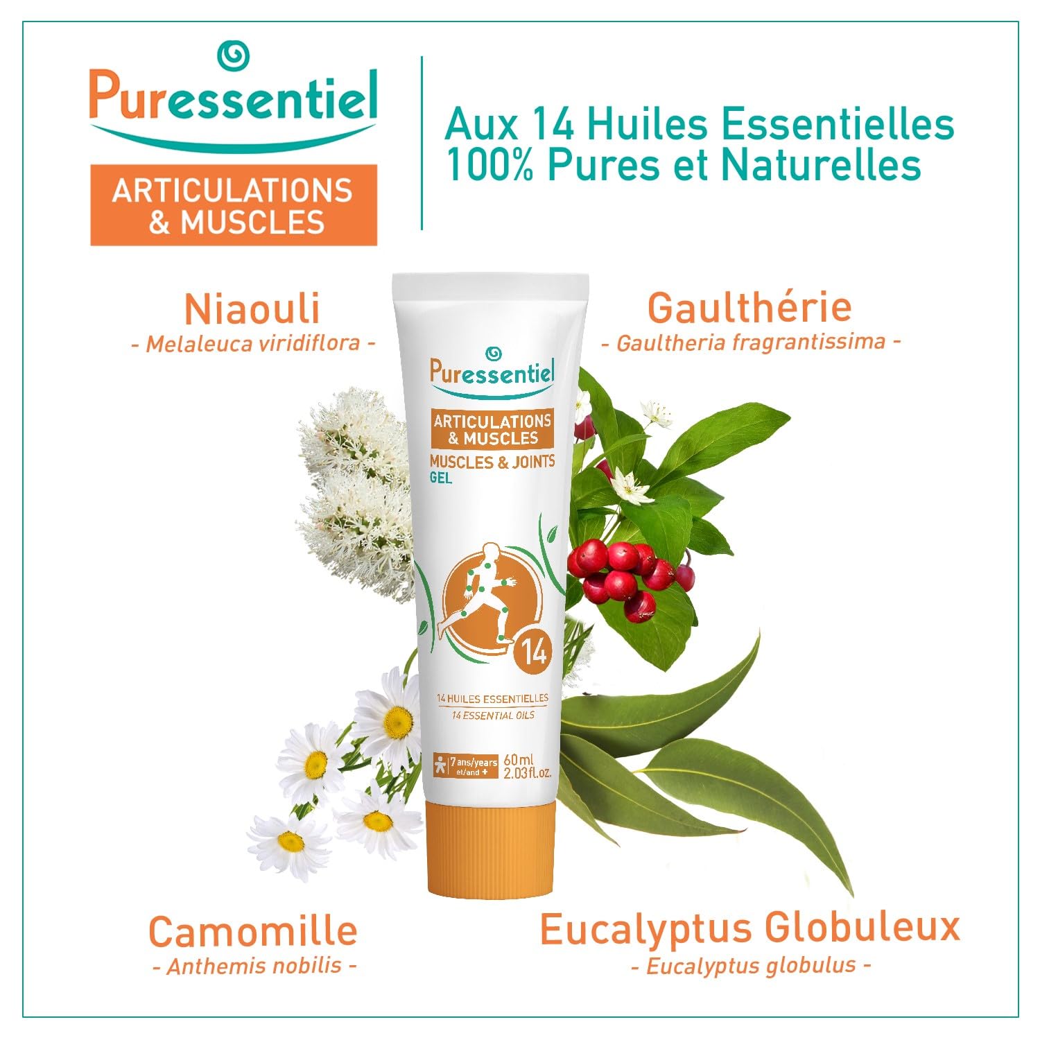 Puressentiel Muscles and Joints Gel - Soothing Gel for Muscle Relief and Knee Relief - Cooling Gel for Foot Relief - Back Gel - 2.02 oz Puressentiel buy supplements canada