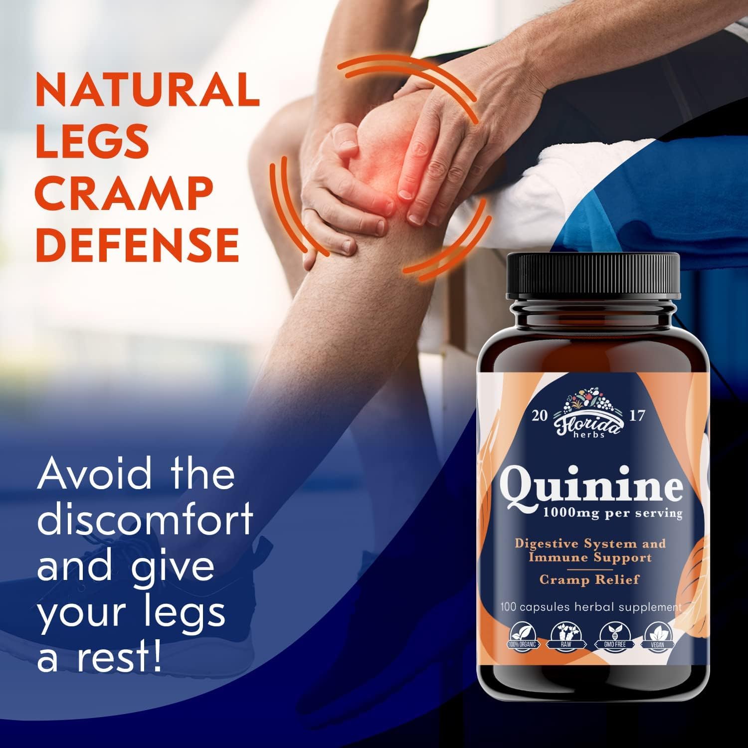Leg Cramps Support Organic Pills - 1000 mg - Quinine Tablets for Cramp Defense FLORIDA HERBS buy supplements canada