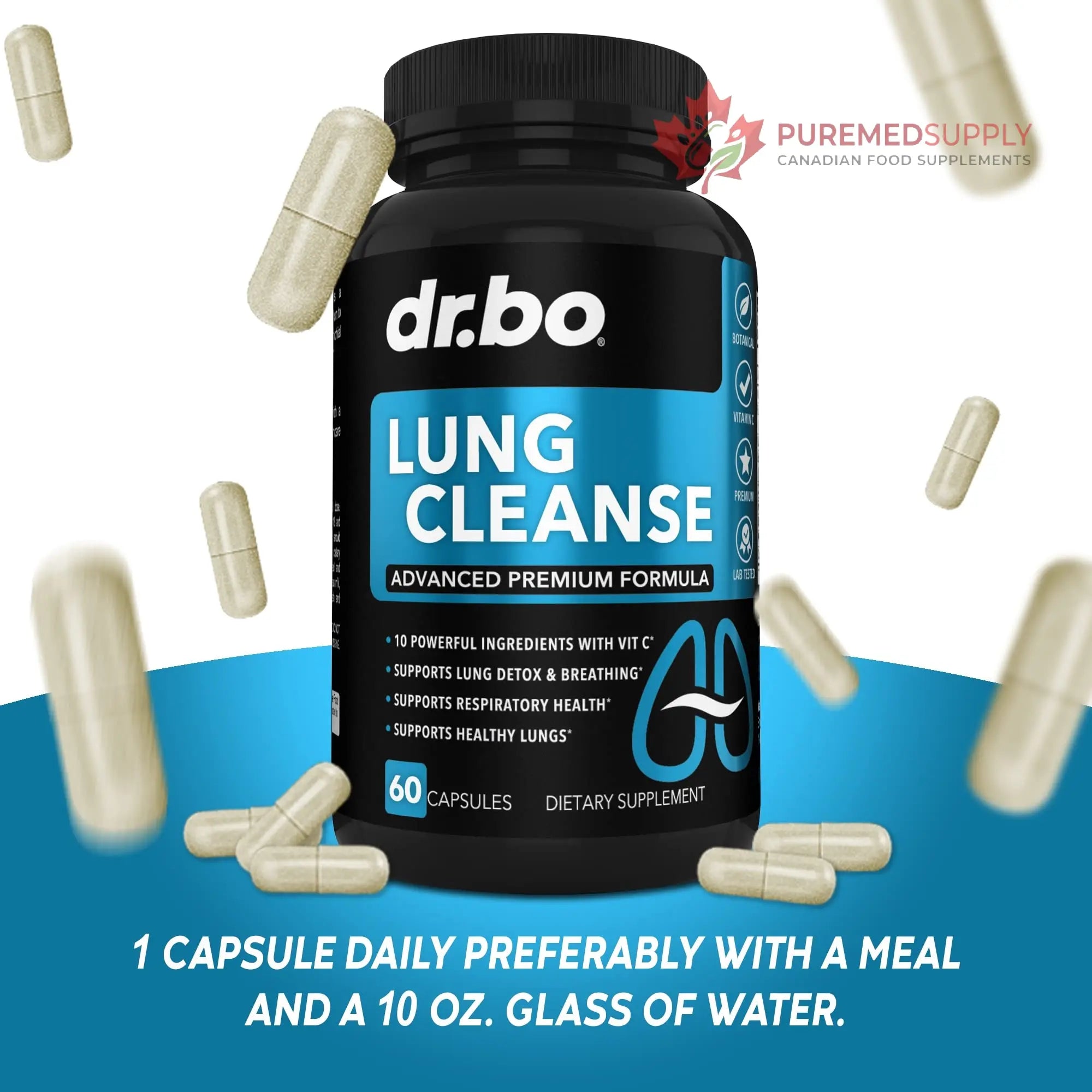 Lung Cleanse Support Supplement - Respiratory Supplements to Quit & Stop Smoking Aids - Herbal Detox for Lungs & Bronchial Health - Smokers Cleanser Breathe Aid for Mucus Clear Relief - 60 Capsules DR. BO buy supplements canada