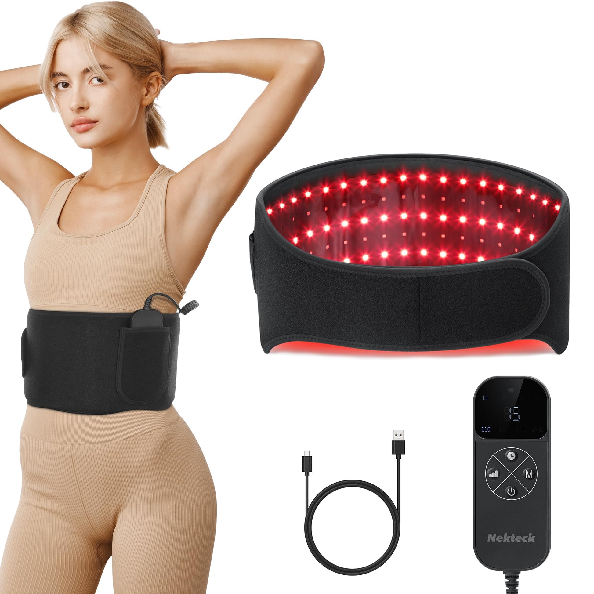 Nekteck Red Light Therapy Belt for Body, Wireless Near-Infrared Light Pad for Pain Relief, Inflammation Nekteck buy supplements canada