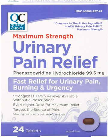 Quality Choice Max Strength Urinary Pain Relief, Maximum Strength Fast Relief of UTI Pain, Burning, and Feeling of Urgency to Pee, 24 Count Package of Tablets Quality Choice buy supplements canada