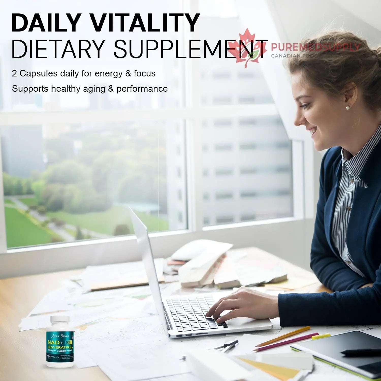 NAD+ Resveratrol Supplement with Quercetin – NMN Alternative for Cellular Energy Support, Focus & Healthy Aging – High Potency 500mg NAD+ Formula, Vegan, Non-GMO, Gluten-Free, Made in USA, 60 Capsules Active Bounty buy supplements canada