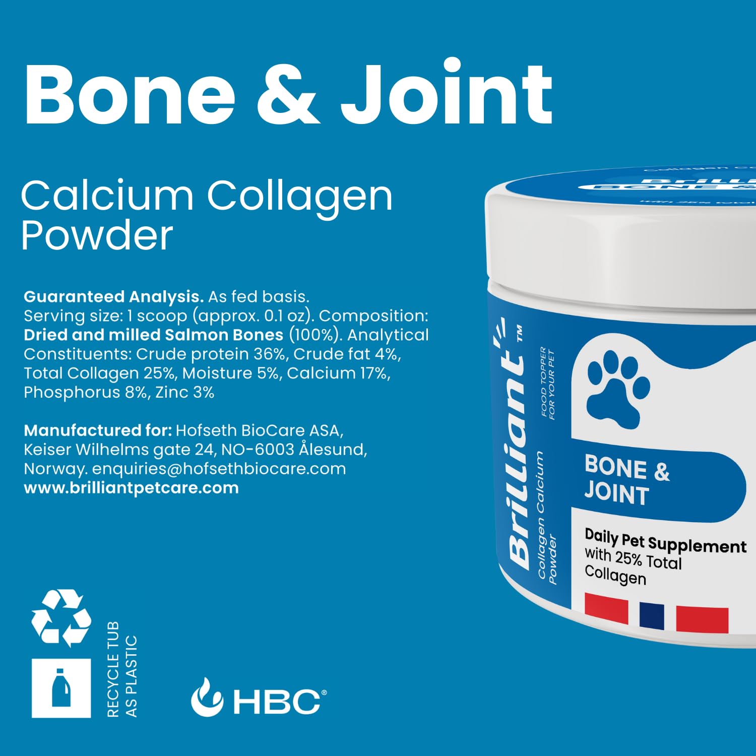 Hofseth BioCare Brilliant Bone & Joint Supplement for Dogs - High Strength Calcium & Collagen Powder for Joint & Hip Support, Essential Supplement for Dog’s of All Ages - 10.6 Oz Hofseth BioCare buy supplements canada