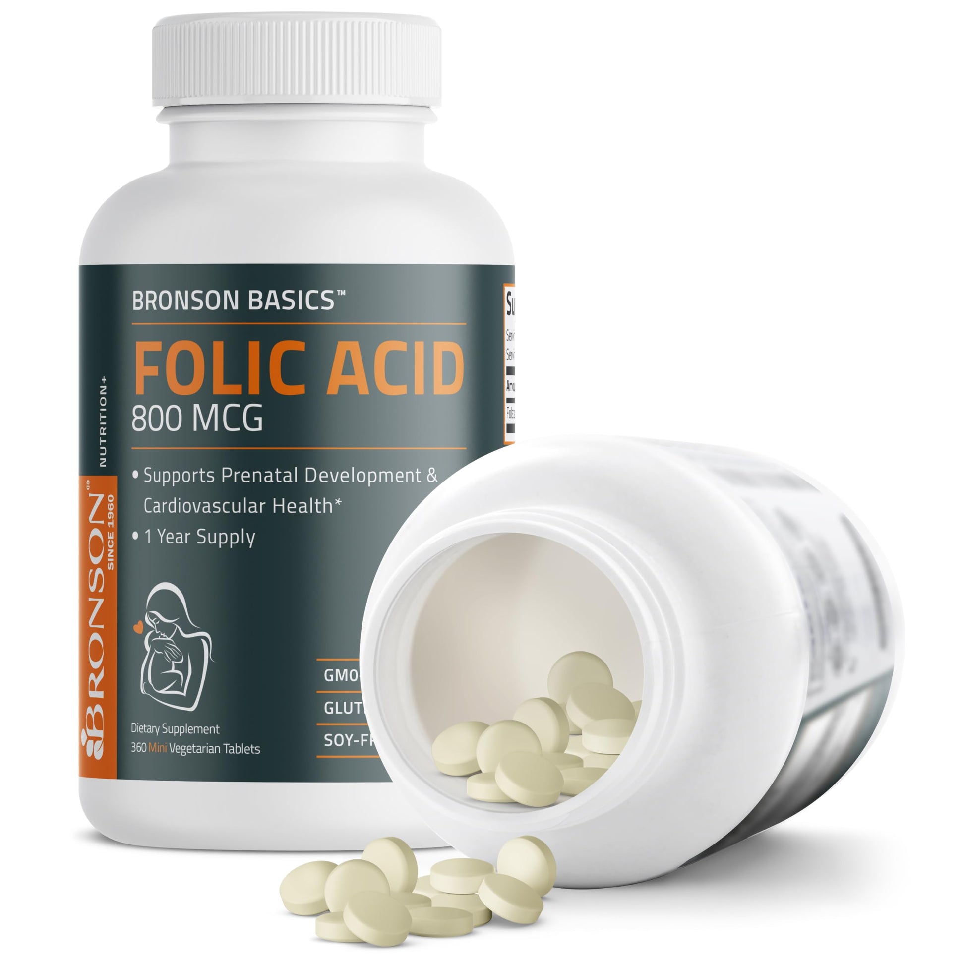 Bronson Folic Acid 800 MCG Supports Prenatal Development, 1 Year Supply, Non-GMO Bronson buy supplements canada