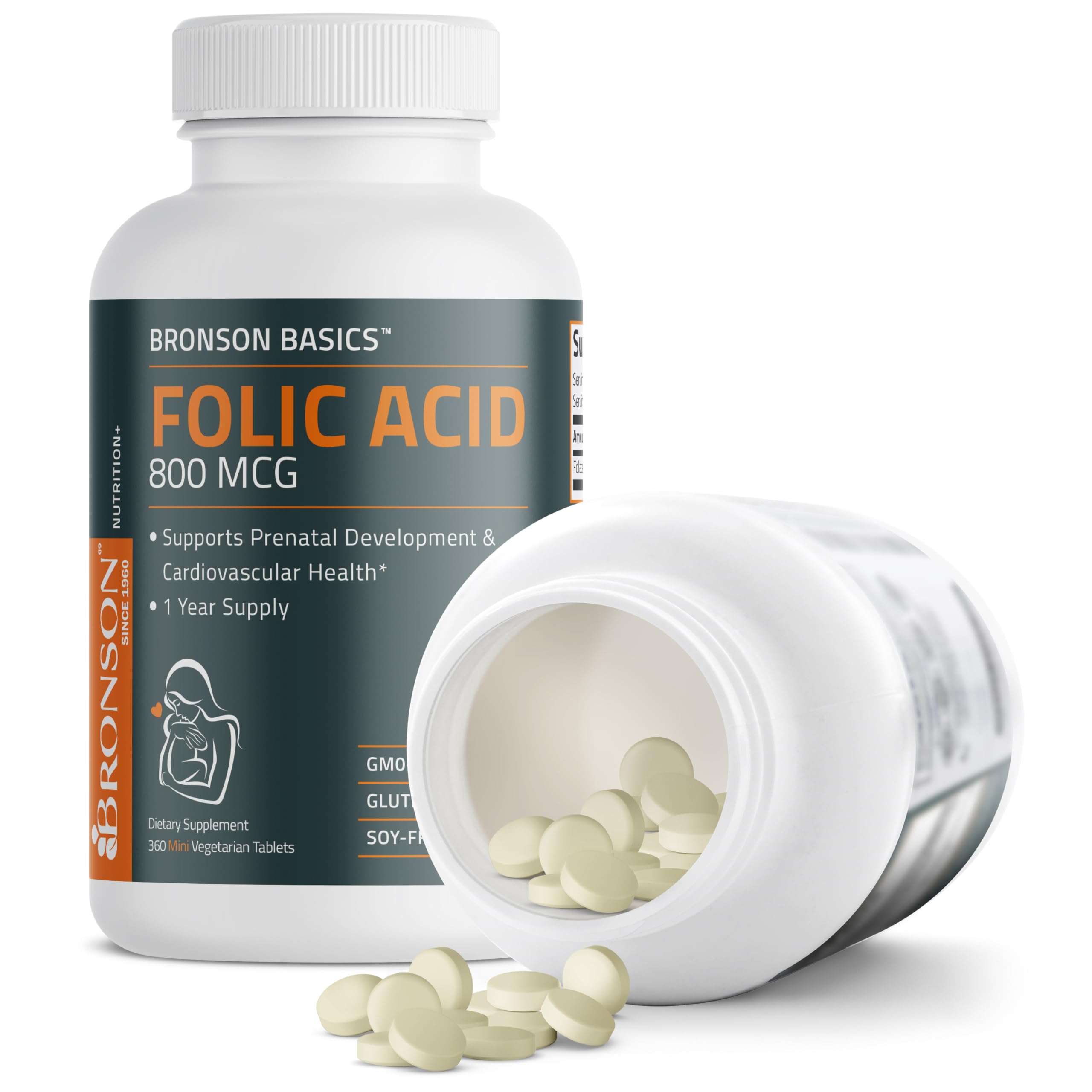 Bronson Folic Acid 800 MCG Supports Prenatal Development, 1 Year Supply, Non-GMO Bronson buy supplements canada