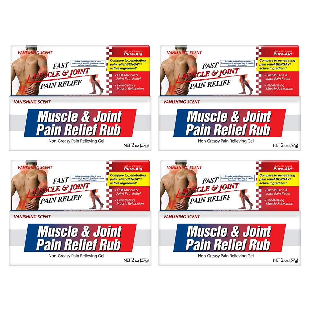 Pure-Aid Muscle & Joint Pain Relief Rub, Fast Relief from Minor Arthritis, Backache, Muscle & Joint Pain Non-Greasy Cream, 2oz (4pk) Pure-Aid buy supplements canada