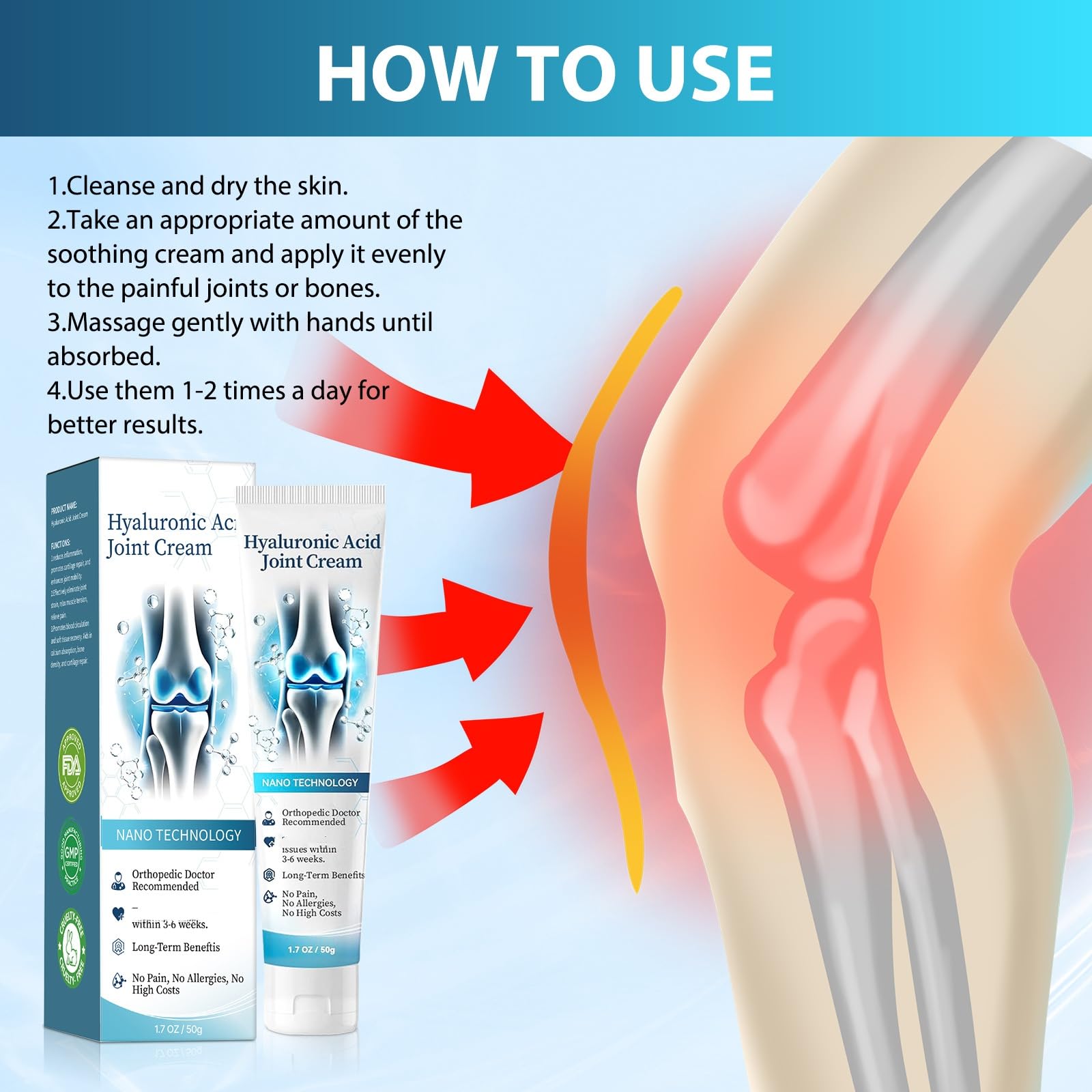 2 PCS Hyaluronic Acid Joint R-epair Gel, Soothing Massage Gel, Quickly Relieve Joint discomfort for Back, Neck, Kne, Soothing Relief for Dry, Cracked Skin Joint Activities Throughout The Body SANZHUAN buy supplements canada