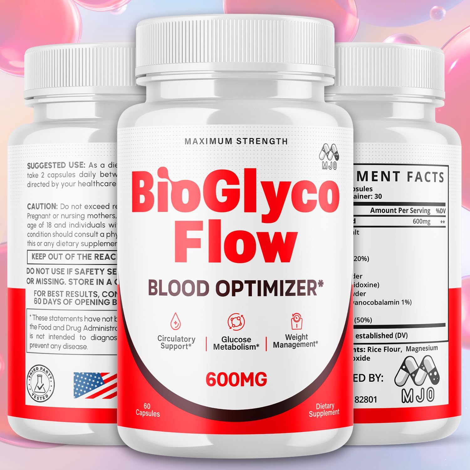 (2 Pack) BioGlyco Flow Blood Optimizer Capsules, Official BioGlyco Flow Pills with All Natural Ingredients, Advanced Health and Wellness Supplement with Maximum Strength Multivitamins (120 Capsules) MJO buy supplements canada