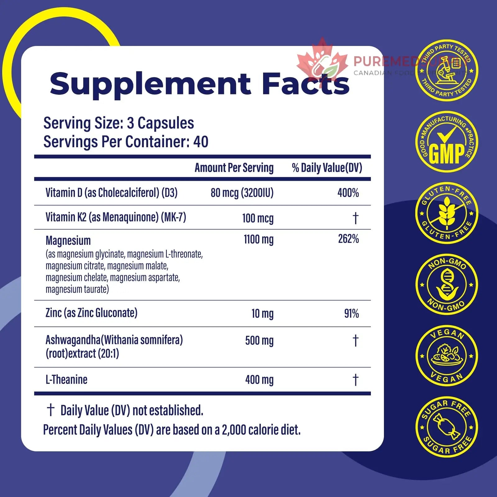 Magnesium Complex for Women & Men 1100mg, 7-in-1 Magnesium Supplement with Ashwagandha & L-Theanine for Calm & Sleep Support, High Absorption, Vegan 120 Capsules Zytheron buy supplements canada