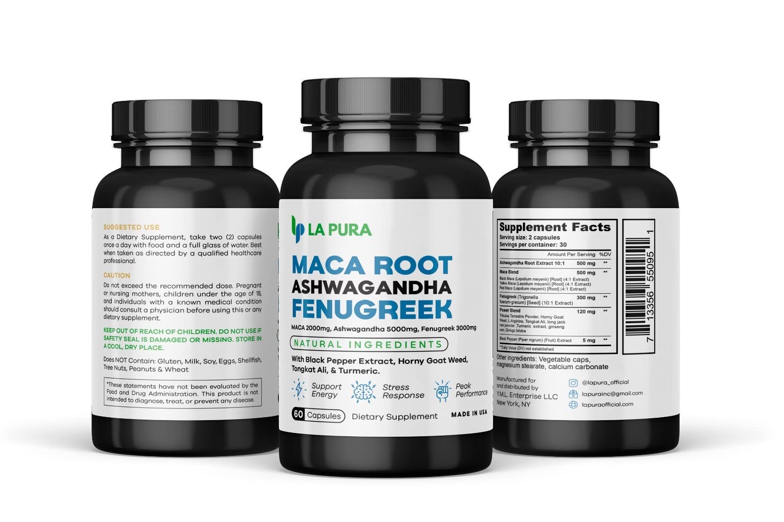 LaPura Ashwagandha 5000mg Maca Root 2000mg Fenugreek 3000mg Supplement LaPura buy supplements canada