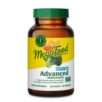 MegaFood Advanced Multivitamin for Men 55+, Mens Multivitamins 50 Plus, Methylated B12, Methyl folate, Choline, Vitamin D, Brain & Muscle Health, Immune Support, Vegetarian - 120 Tablets (60 Servings) MegaFood buy supplements canada