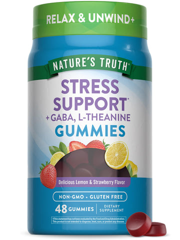 Nature's Truth Stress Relief Gummies for Adults | with Gaba, L Theanine, and Lemon Balm | Lemon Strawberry Flavor | Non-GMO & Gluten Free Supplement Nature's Truth buy supplements canada