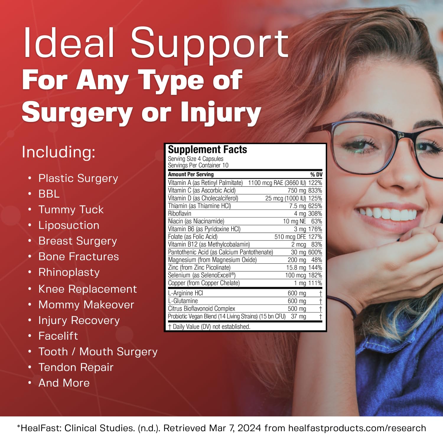 HealFast Surgery & Injury Recovery Supplement (Pre-Op): Quercetin, Probiotics Supplement for Wound, Liposuction, Tummy Tuck, and BBL Post Surgery Supplies HealFast buy supplements canada