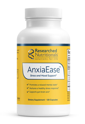 Researched Nutritionals AnxiaEase - Stress, Cortisol Management & Mood Support Supplement - Botanicals, Vitamin B6, Magnesium & 'Psychobiotic' Probiotic Strains (120 Capsules) Researched Nutritionals buy supplements canada