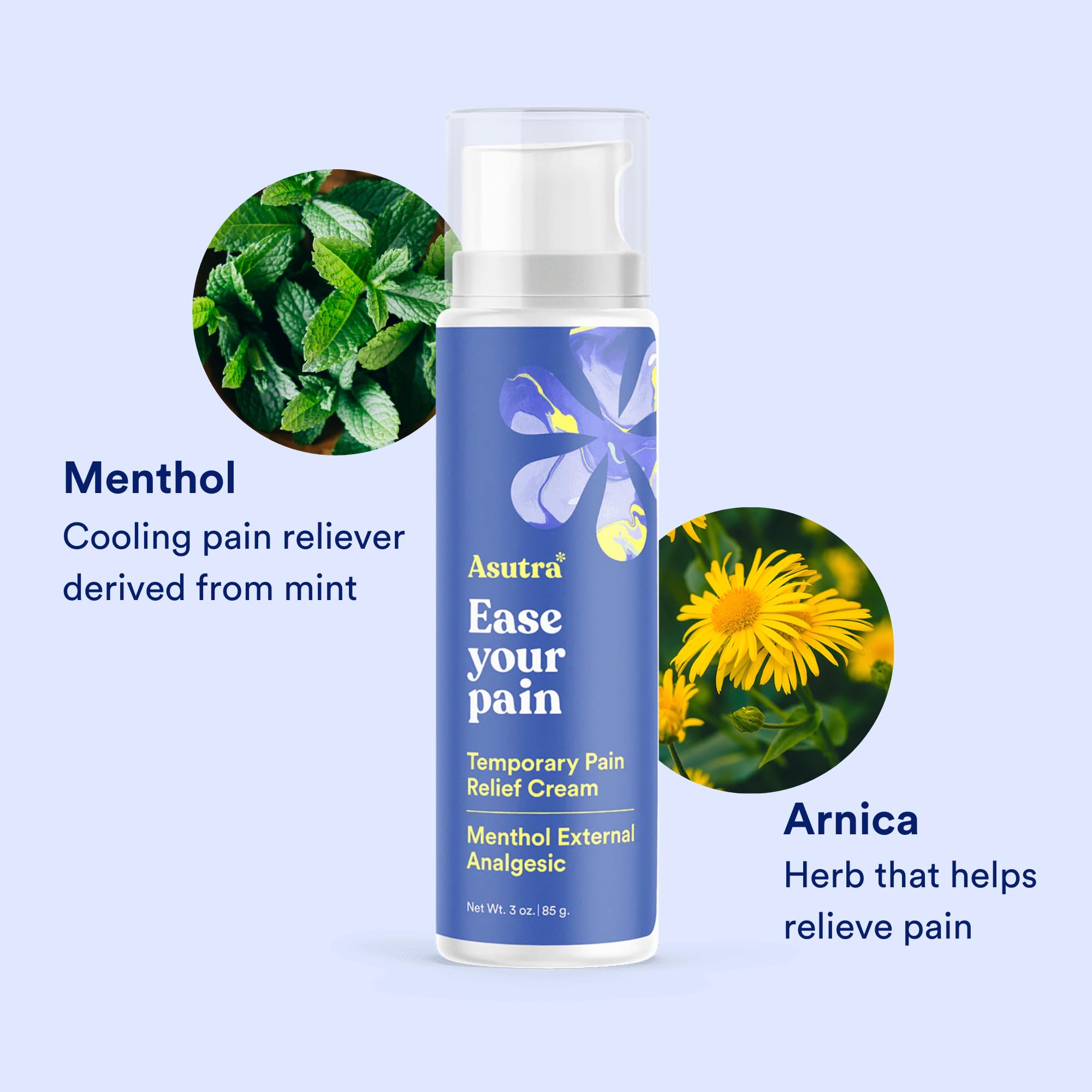 ASUTRA Relief Cream, 3 oz - Cooling Sensation, Temporary Relief from Muscle Discomfort and Soreness, 4% Menthol, Arnica Montana, and Dimethyl Sulfone (MSM) ASUTRA buy supplements canada